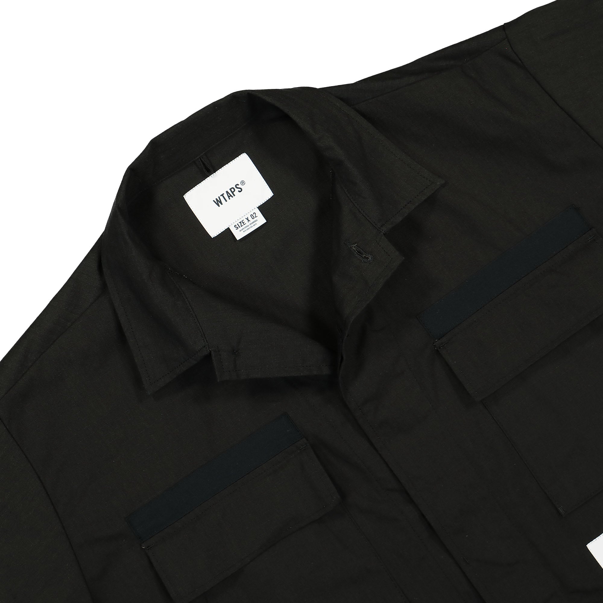 WTAPS JMOD 01 Identity Ripstop Shirt Black Shirts Close-up | Overkill