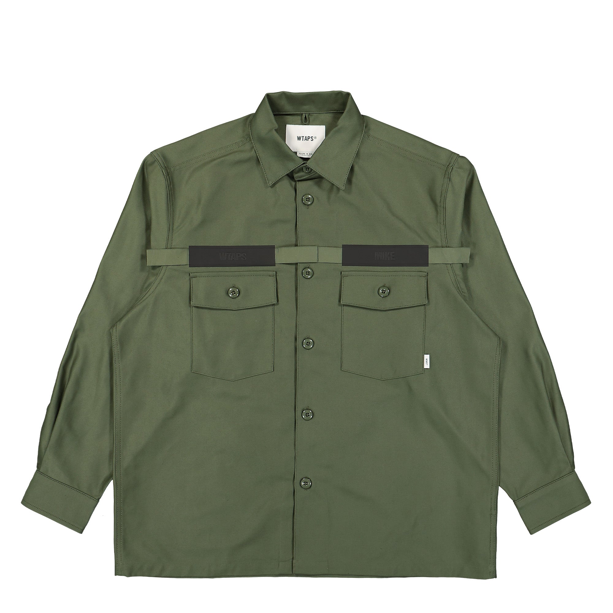 WTAPS CBW 01 / LS / Cotton. Satin. Identity Olive Drab Shirts 241CWDT-SHM02 / Olive Drab | Overkill