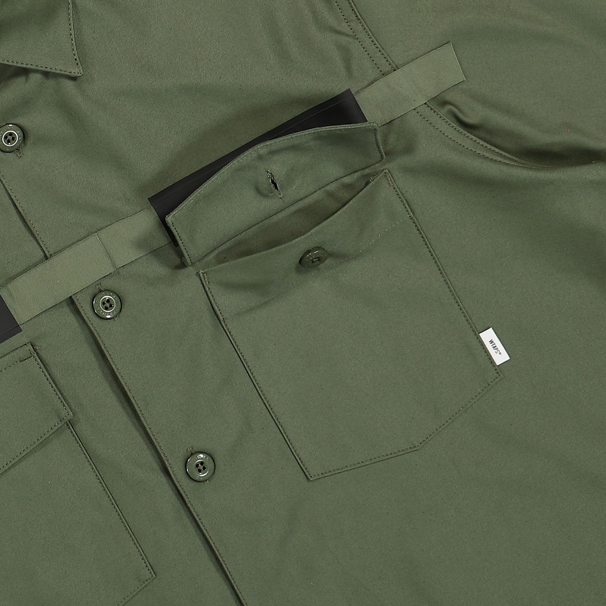 WTAPS CBW 01 / LS / Cotton. Satin. Identity Olive Drab Shirts Detailfoto | Overkill
