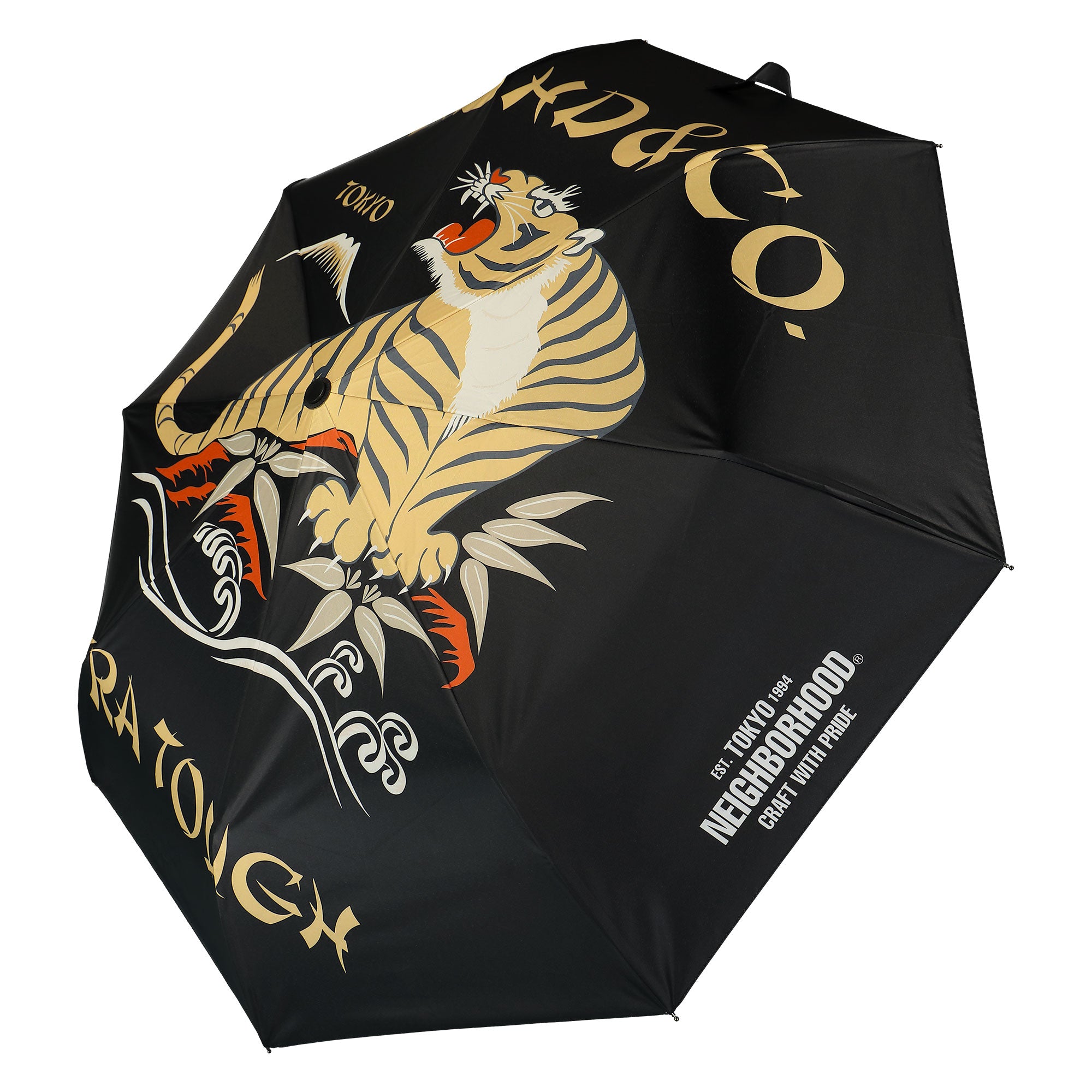 Neighborhood Tigerprint Folding Umbrella Black Outdoor Accessories 241OTHN-AC01 / Black | Overkill