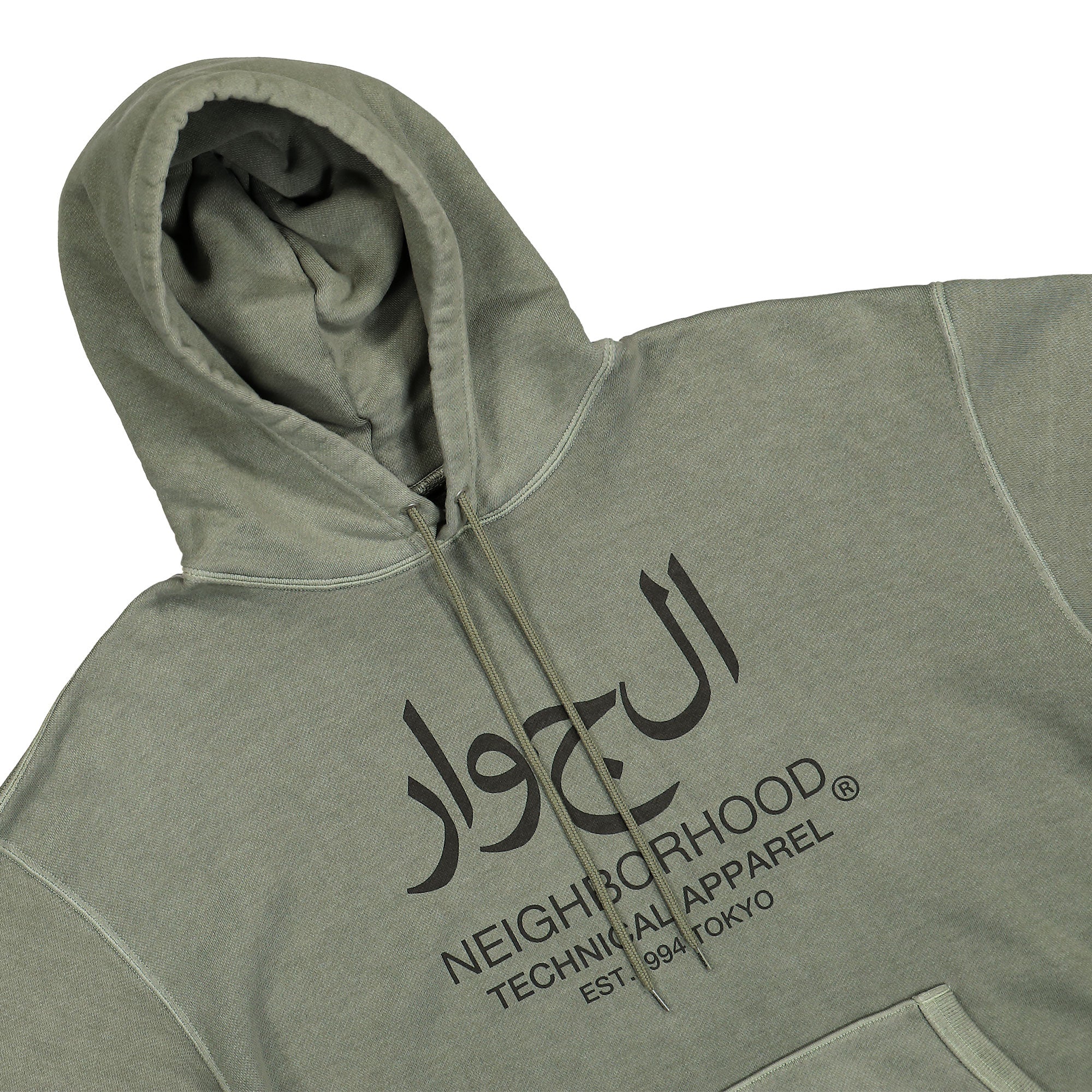Neighborhood Pigment Dyed Sweat Hoodie LS Olive Drab Hoodies Close-up | Overkill