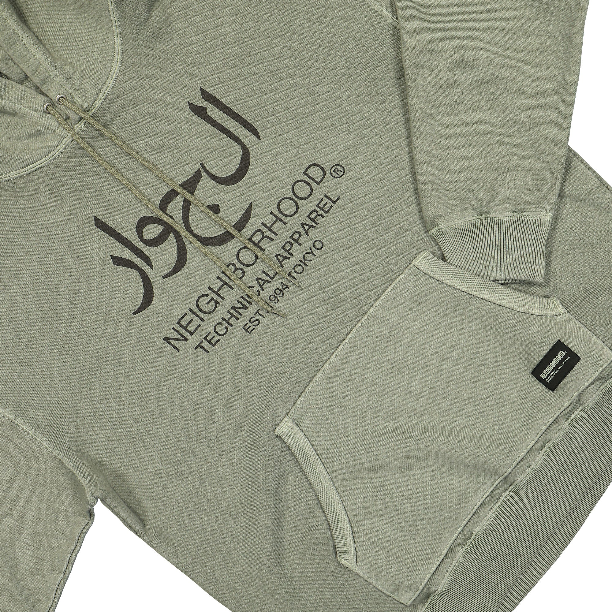 Neighborhood Pigment Dyed Sweat Hoodie LS Olive Drab Hoodies Detailfoto | Overkill