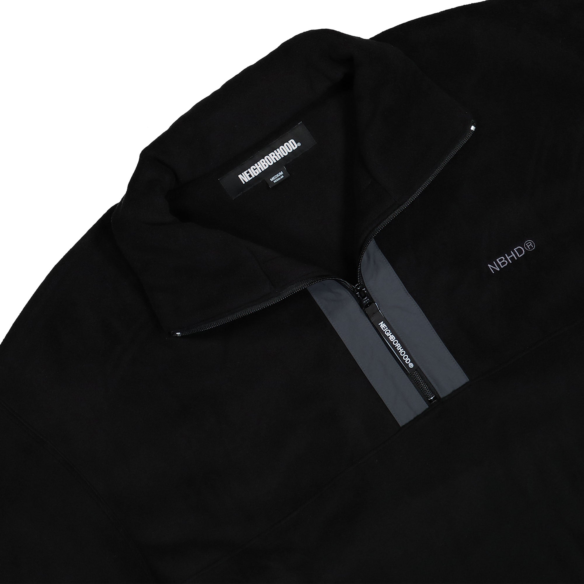 Neighborhood Fleece Half Zip Pullover LS Black Sweatshirts Close-up | Overkill