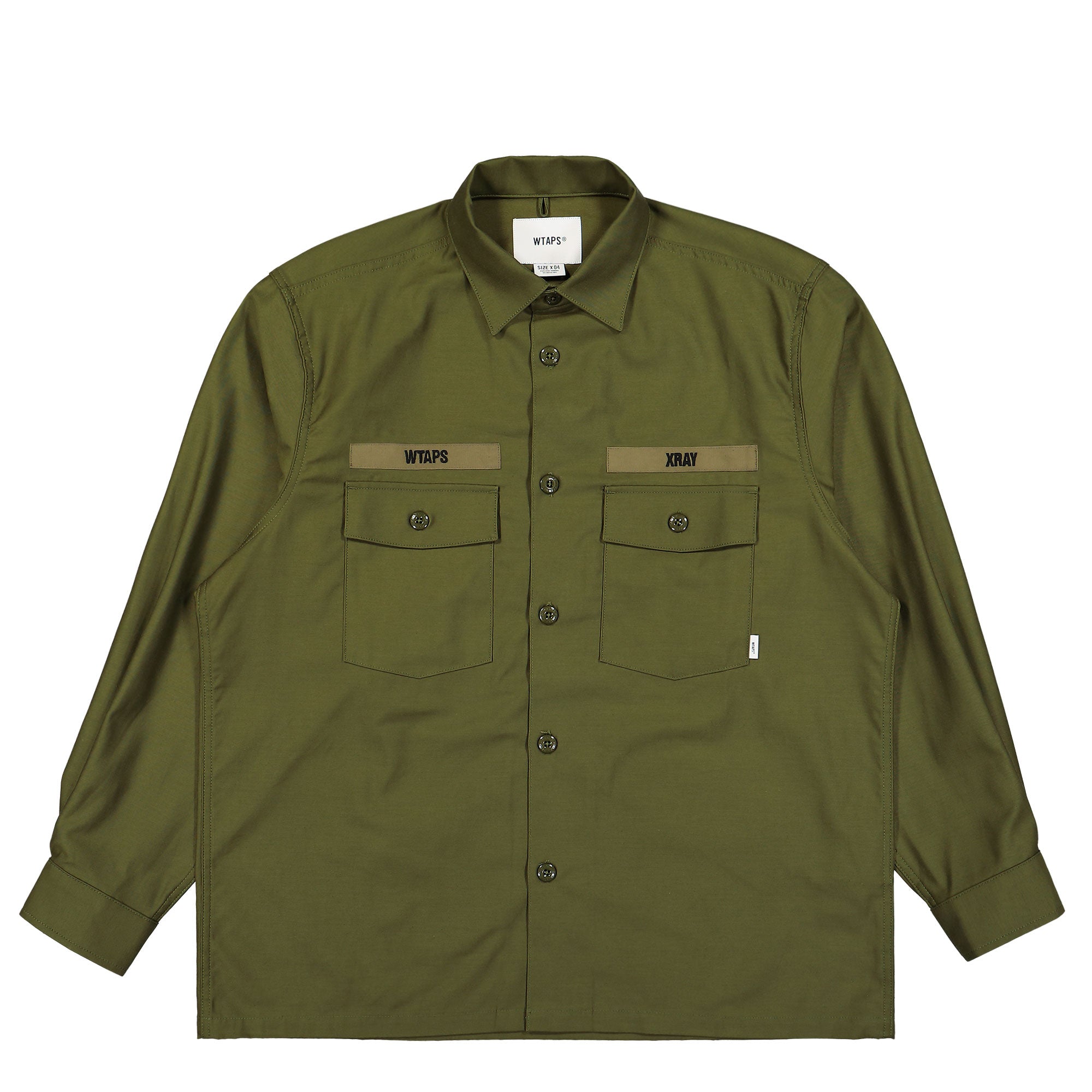 WTAPS CBW / LS / Cotton. Satin Olive Drab Shirts Close-up | Overkill