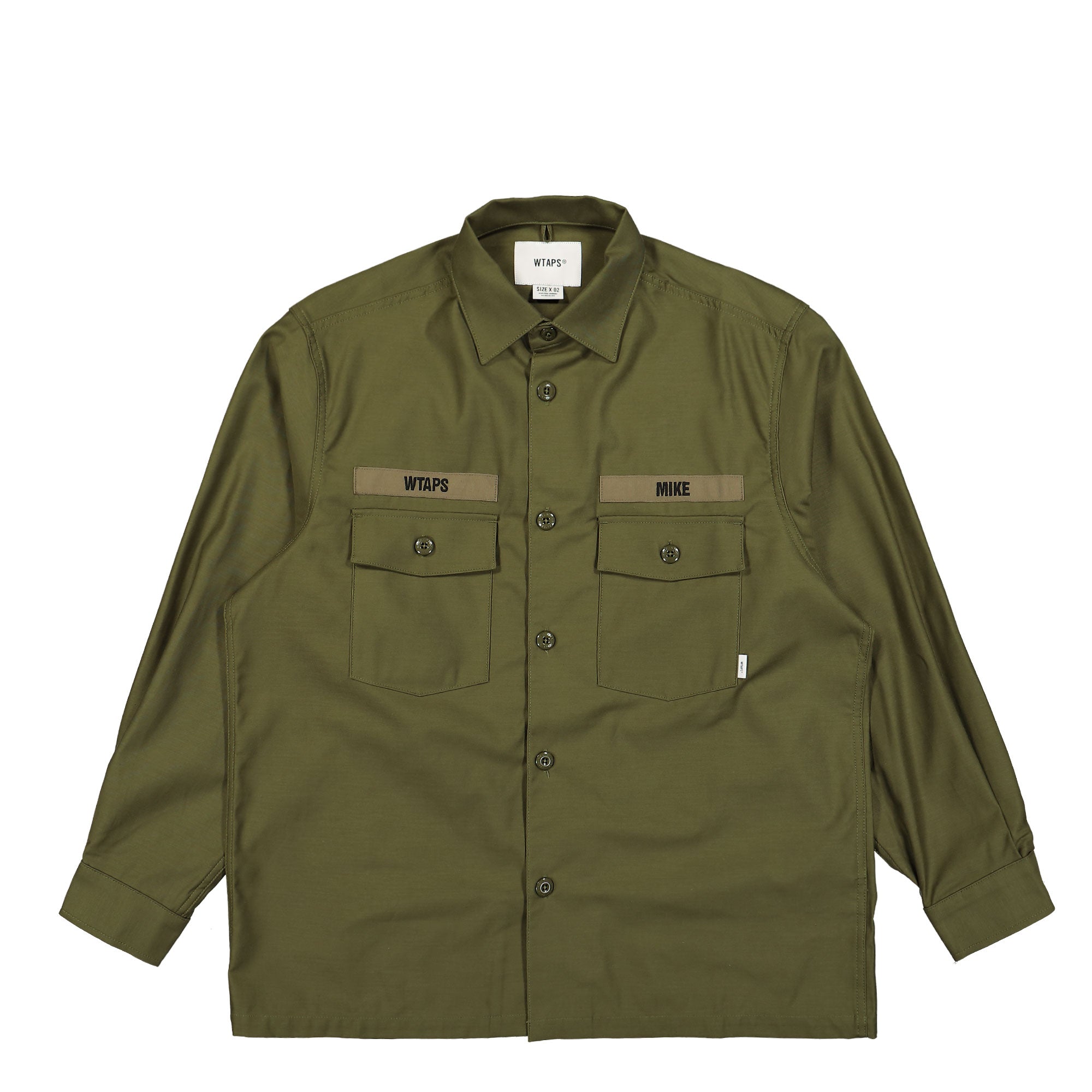 WTAPS CBW / LS / Cotton. Satin Olive Drab Shirts 242WVDT-SHM01 / Olive Drab | Overkill
