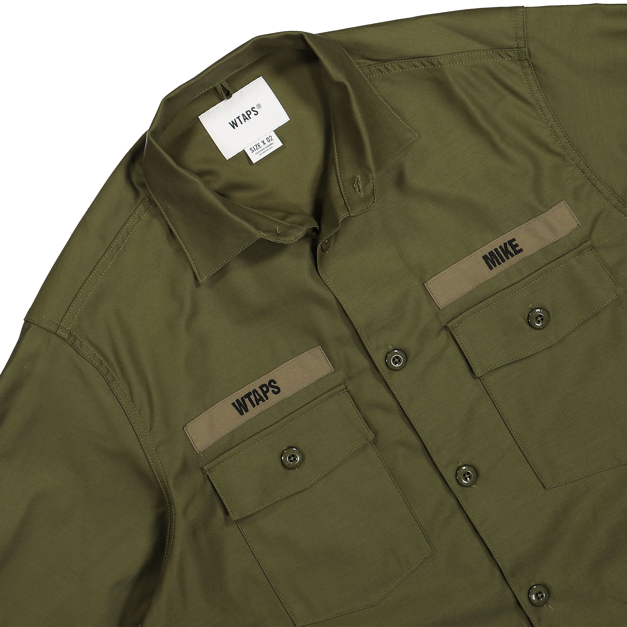 WTAPS CBW / LS / Cotton. Satin Olive Drab Shirts Detail view 3 | Overkill