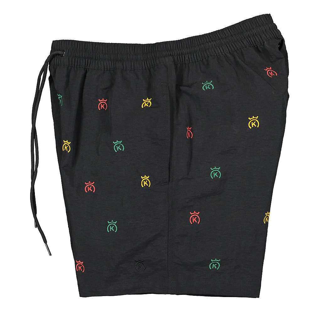 24 Kilates Swim Pant Mini Logo Black / Rasta Swimwear Close-up | Overkill
