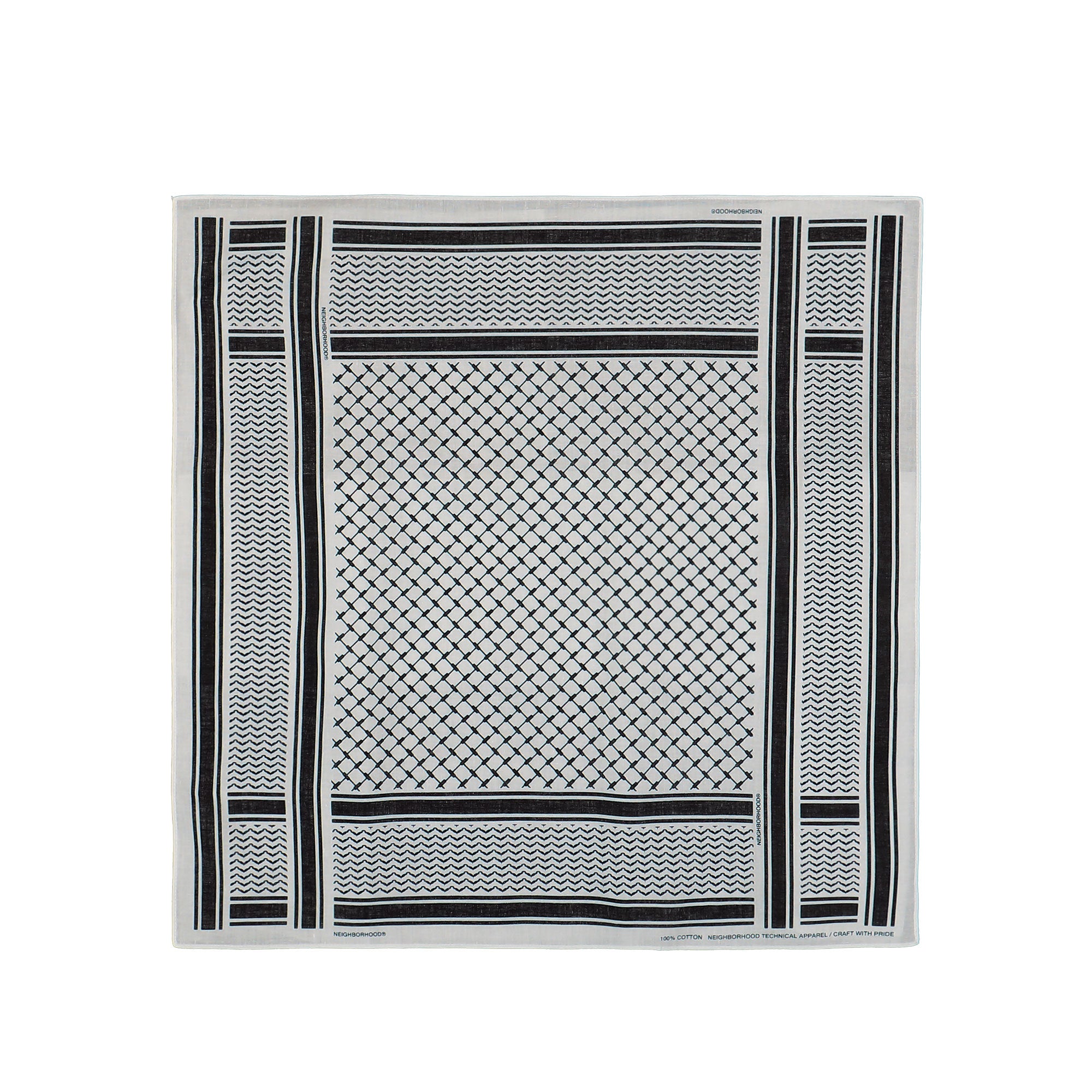 Neighborhood Shemagh Pattern Bandana White / Black Bandanas 251BXNH-AC02 / White / Black | Overkill
