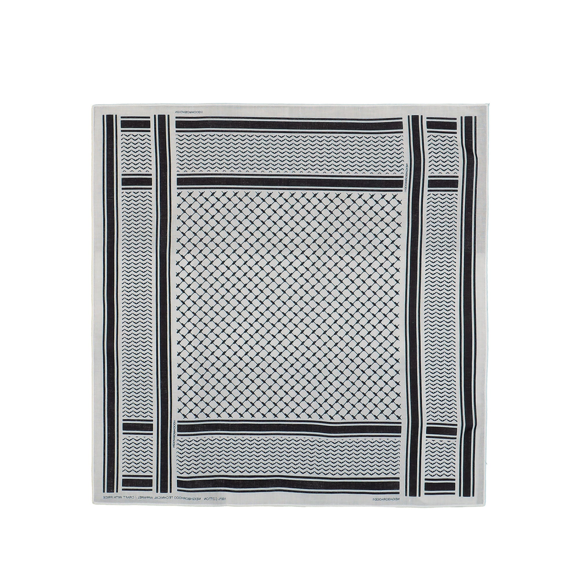 Neighborhood Shemagh Pattern Bandana White / Black Bandanas Material | Overkill