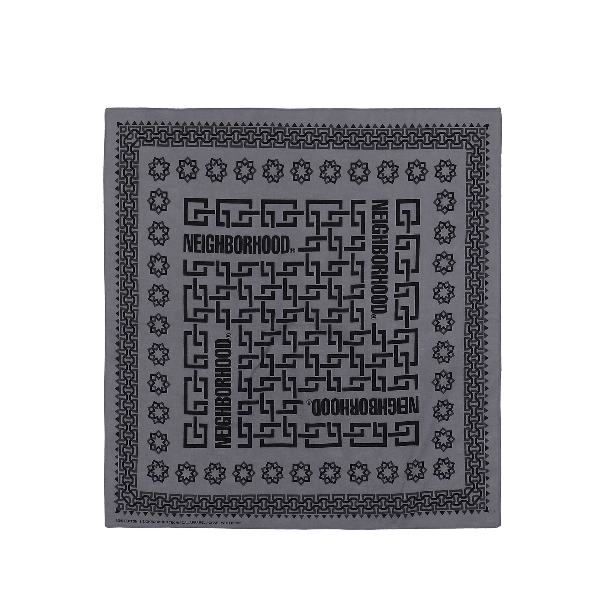 Neighborhood Geometric Pattern Bandana Gray Bandanas 251BXNH-AC03 | Overkill