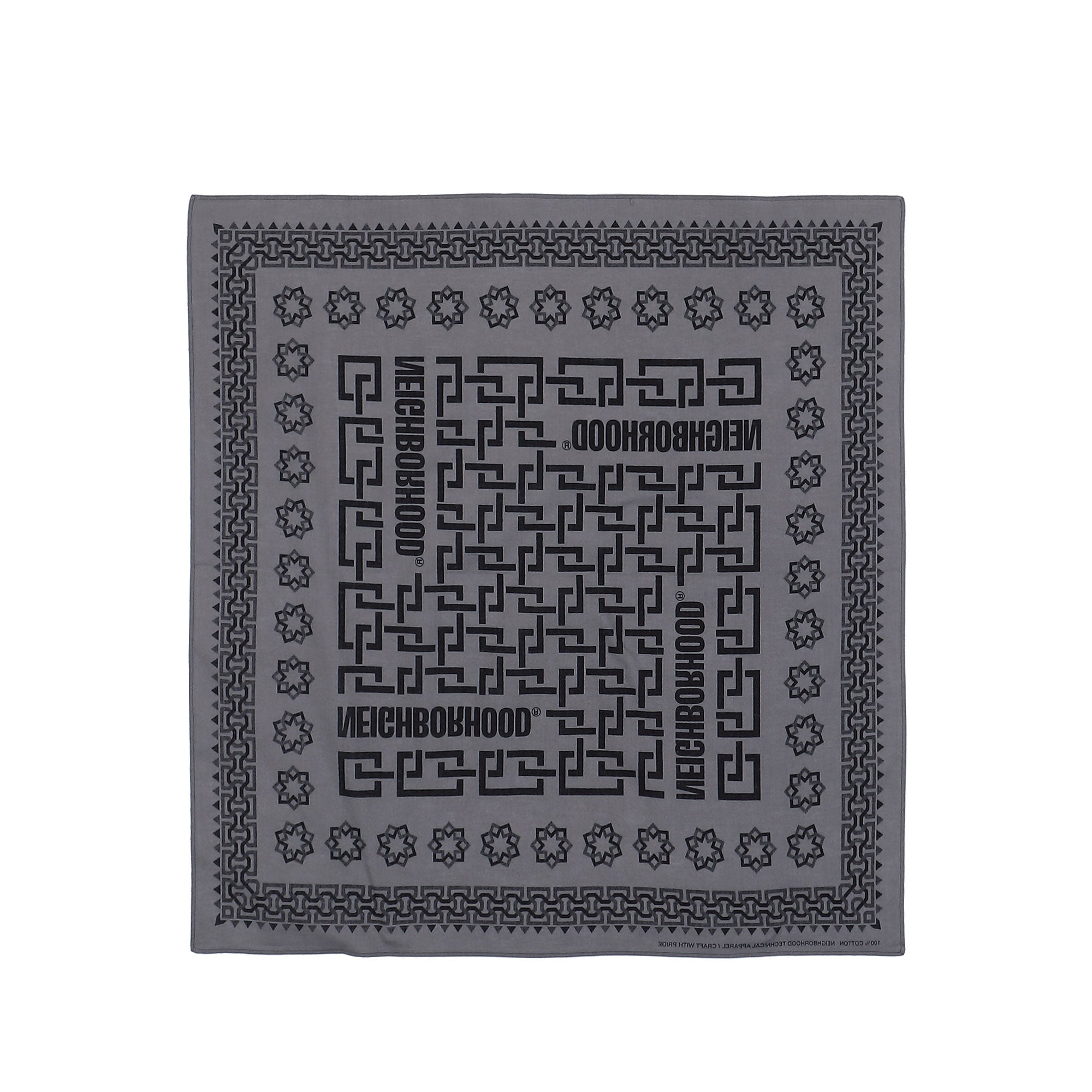 Neighborhood Geometric Pattern Bandana Gray Bandanas 251BXNH-AC03 Close-up | Overkill
