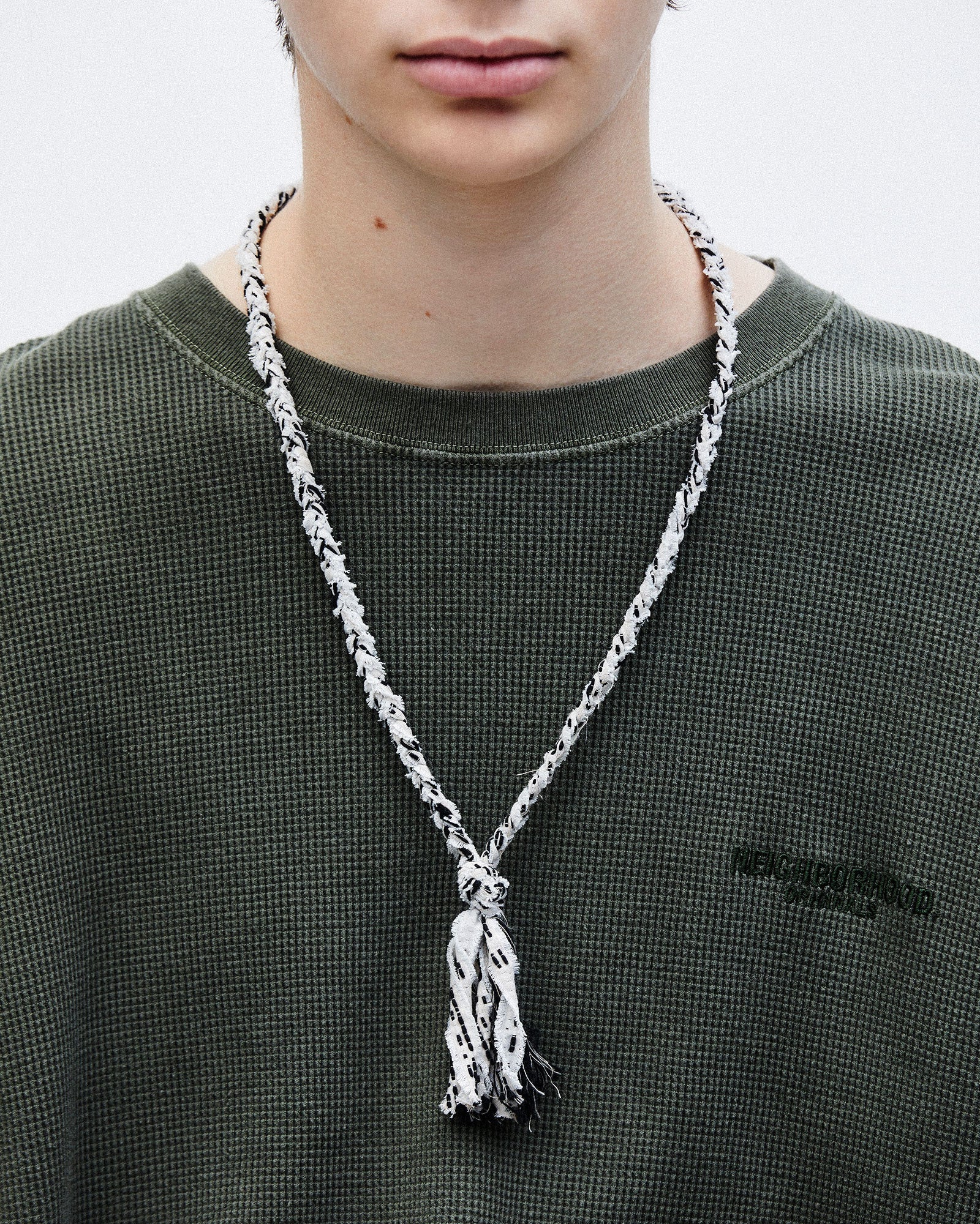 Neighborhood JQ Braid Necklace White Jewelry Close-up | Overkill