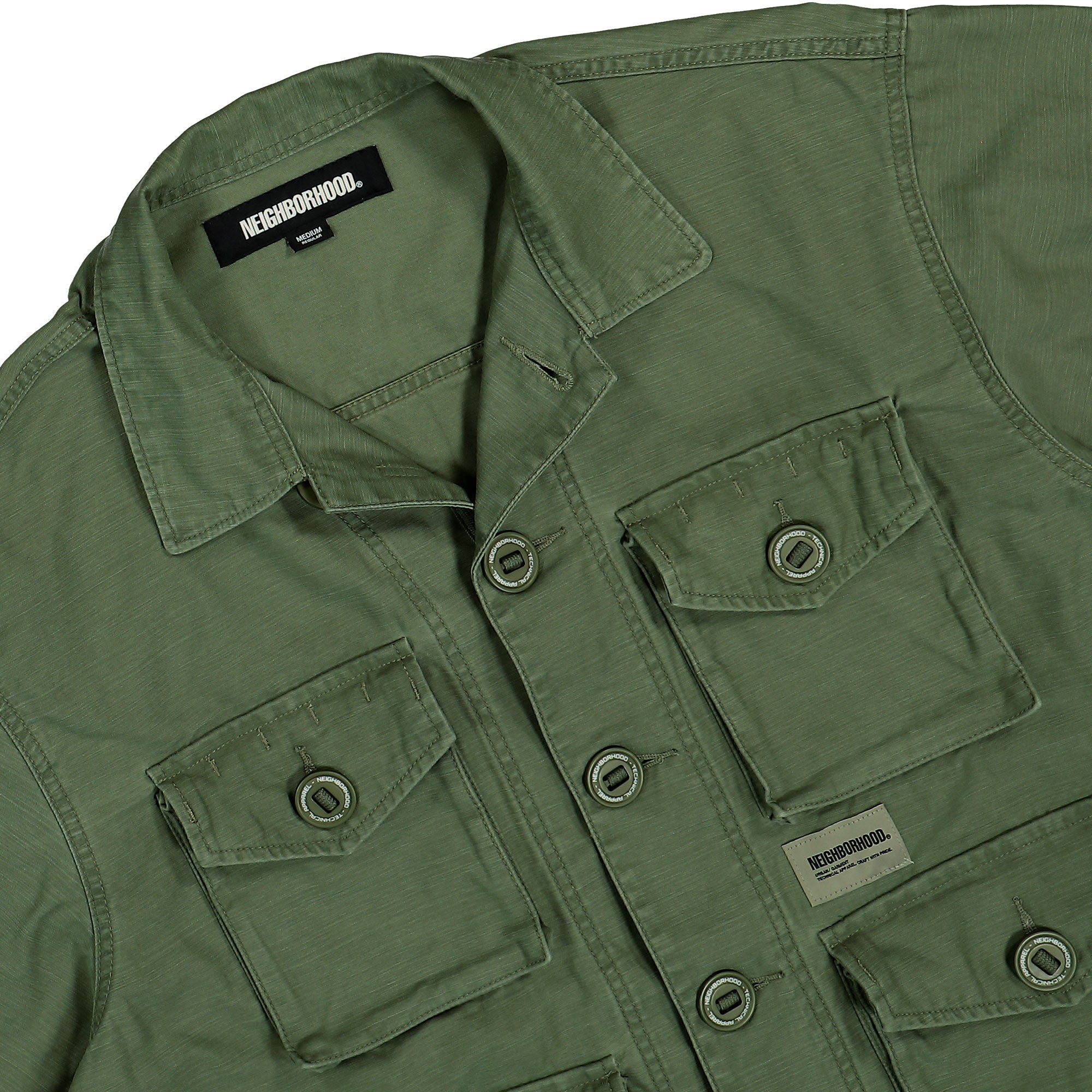 Neighborhood BDU Shirt LS Olive Drab Shirts Close-up | Overkill