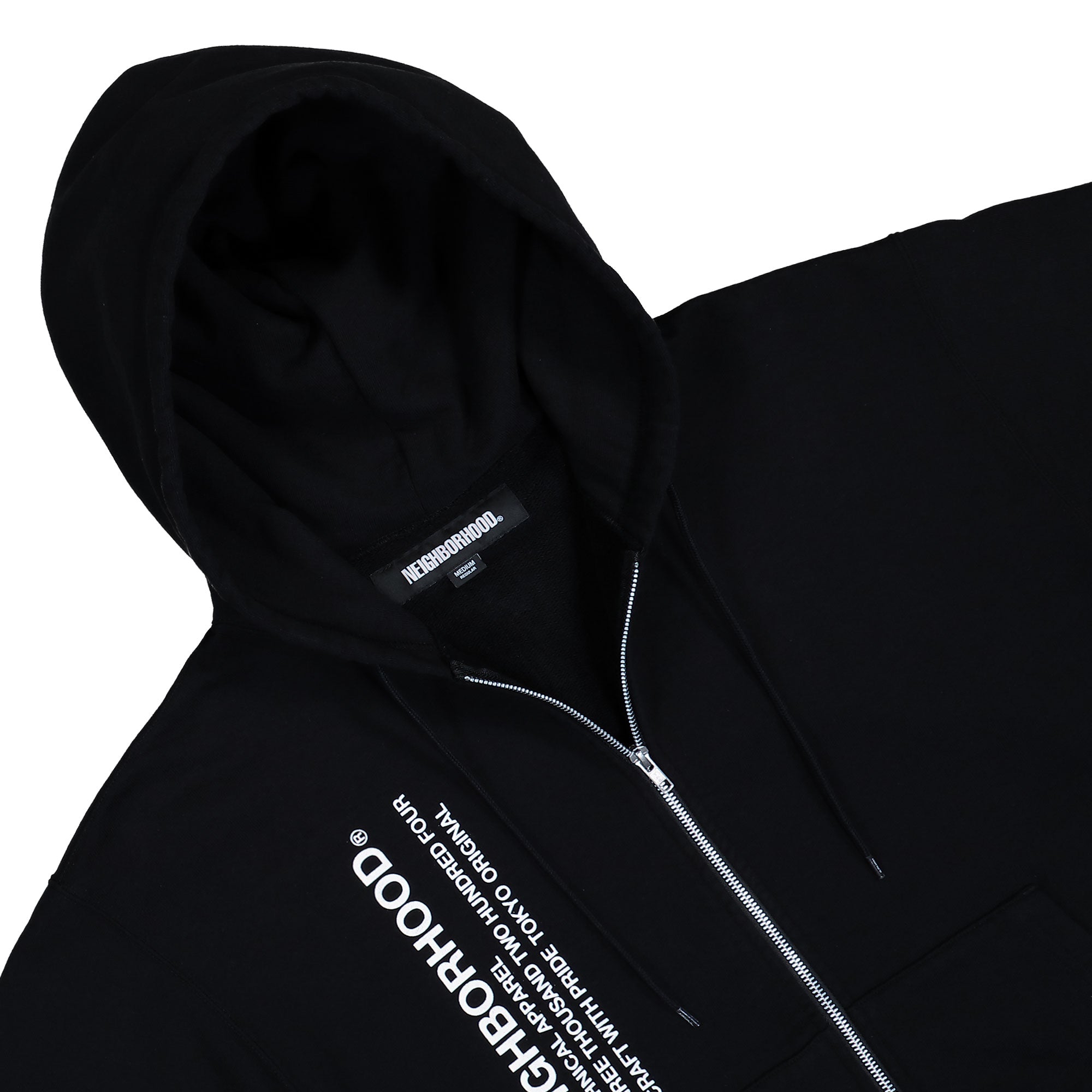 Neighborhood Solid Sweat Zip Hoodie LS Black Hoodies 251UWNH-CSM05 Close-up | Overkill