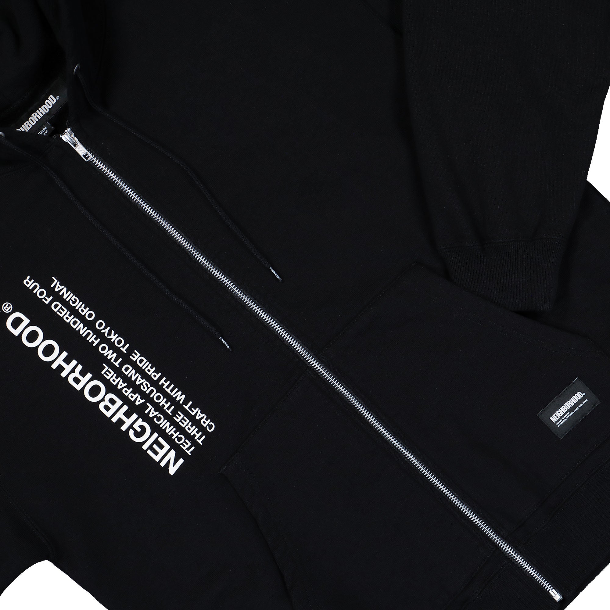 Neighborhood Solid Sweat Zip Hoodie LS Black Hoodies 251UWNH-CSM05 Detail View 1 | Overkill