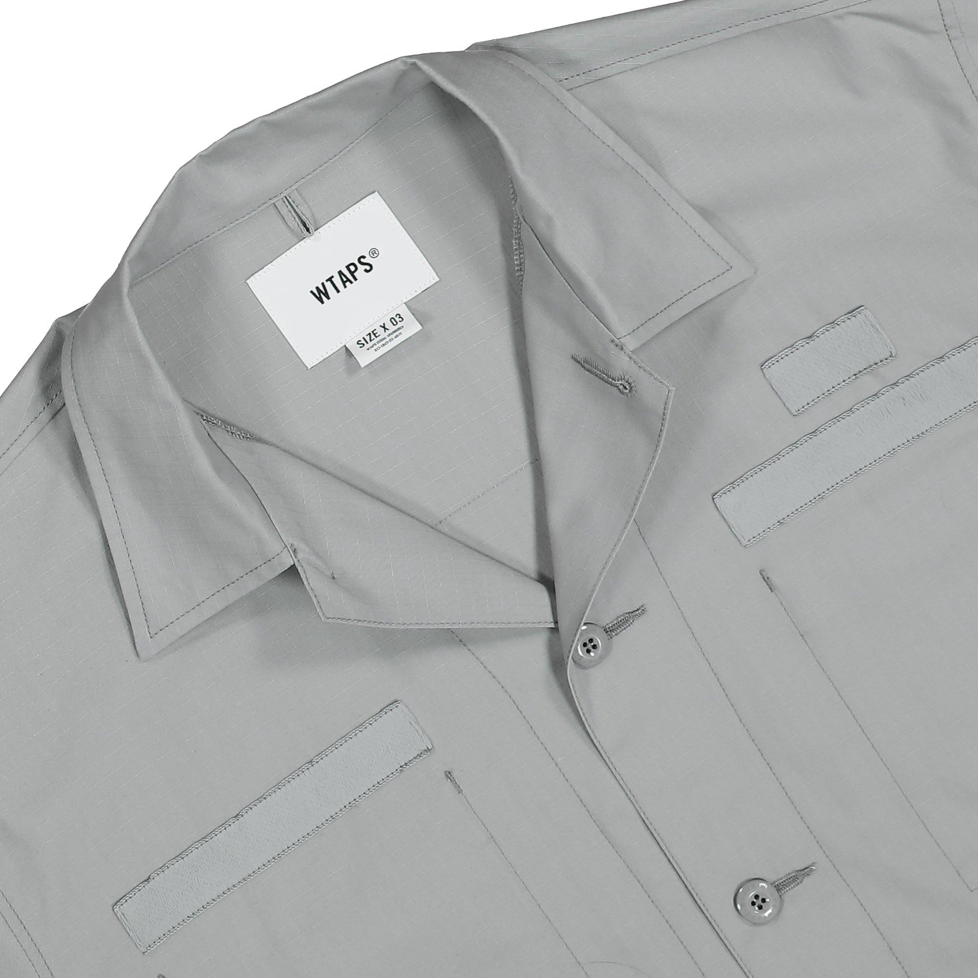 WTAPS JMOD 01 / LS / Cotton. Ripstop Gray Shirts 251WVDT-SHM01 Detail View 3 | Overkill