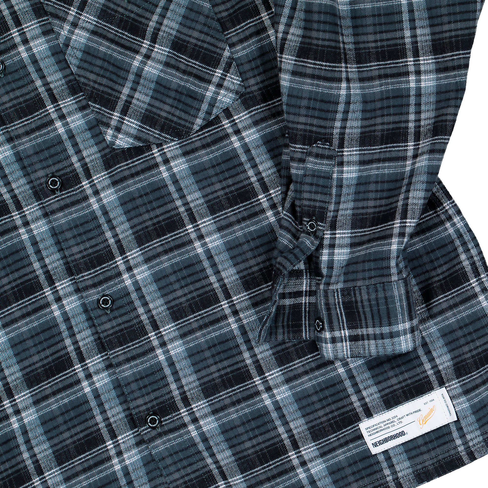 Neighborhood Clan Tartan Check Shirt LS Gray Shirts 252ARNH-SHM01 / Gray Detail View 1 | Overkill