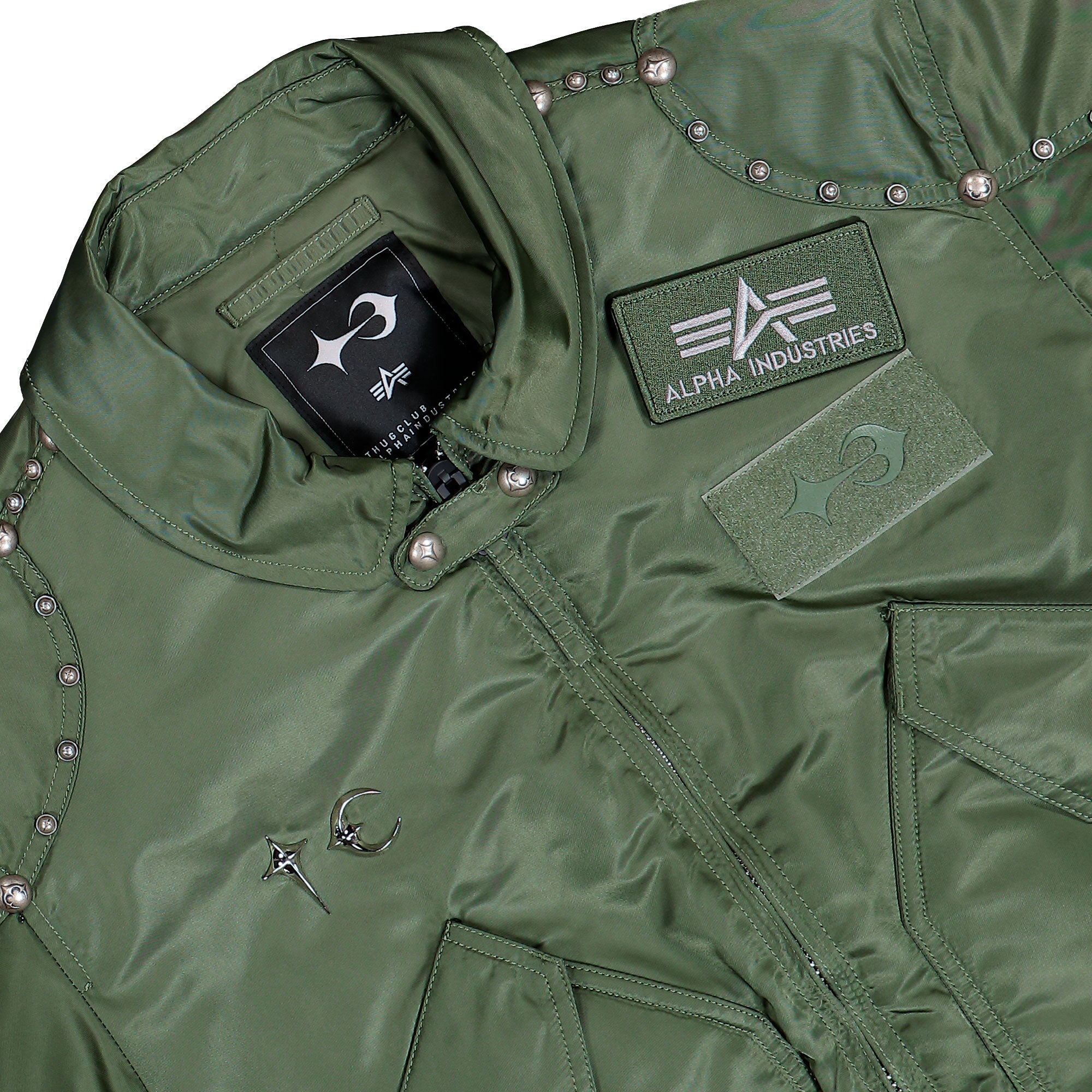 Thug Club x Alpha Industries CWU-45P Rivet Edition Sage Green Bomber & Varsity Jackets 258150-01 Detailfoto | Overkill