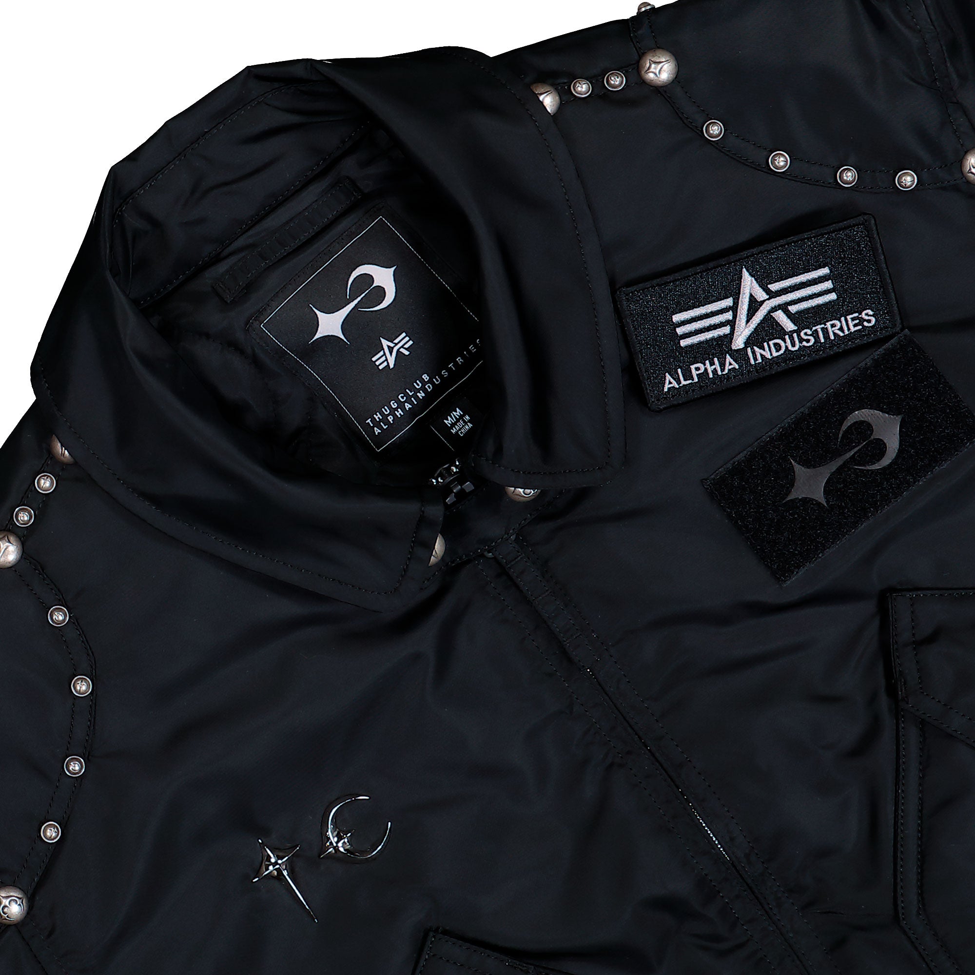 Thug Club x Alpha Industries CWU-45P Rivet Edition Black Bomber & Varsity Jackets 258150-03 Detail View 1 | Overkill