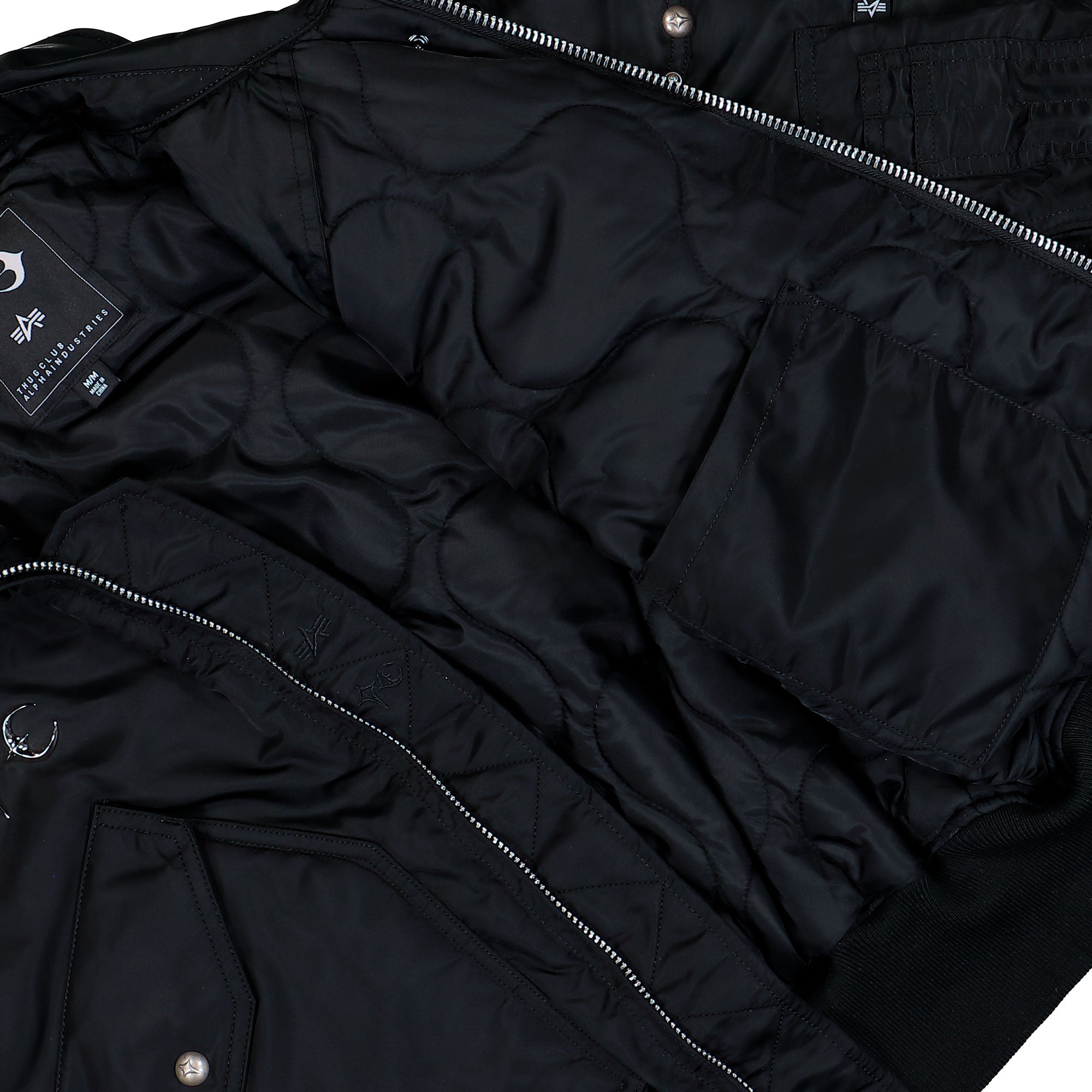 Thug Club x Alpha Industries CWU-45P Rivet Edition Black Bomber & Varsity Jackets 258150-03 Detail View 3 | Overkill