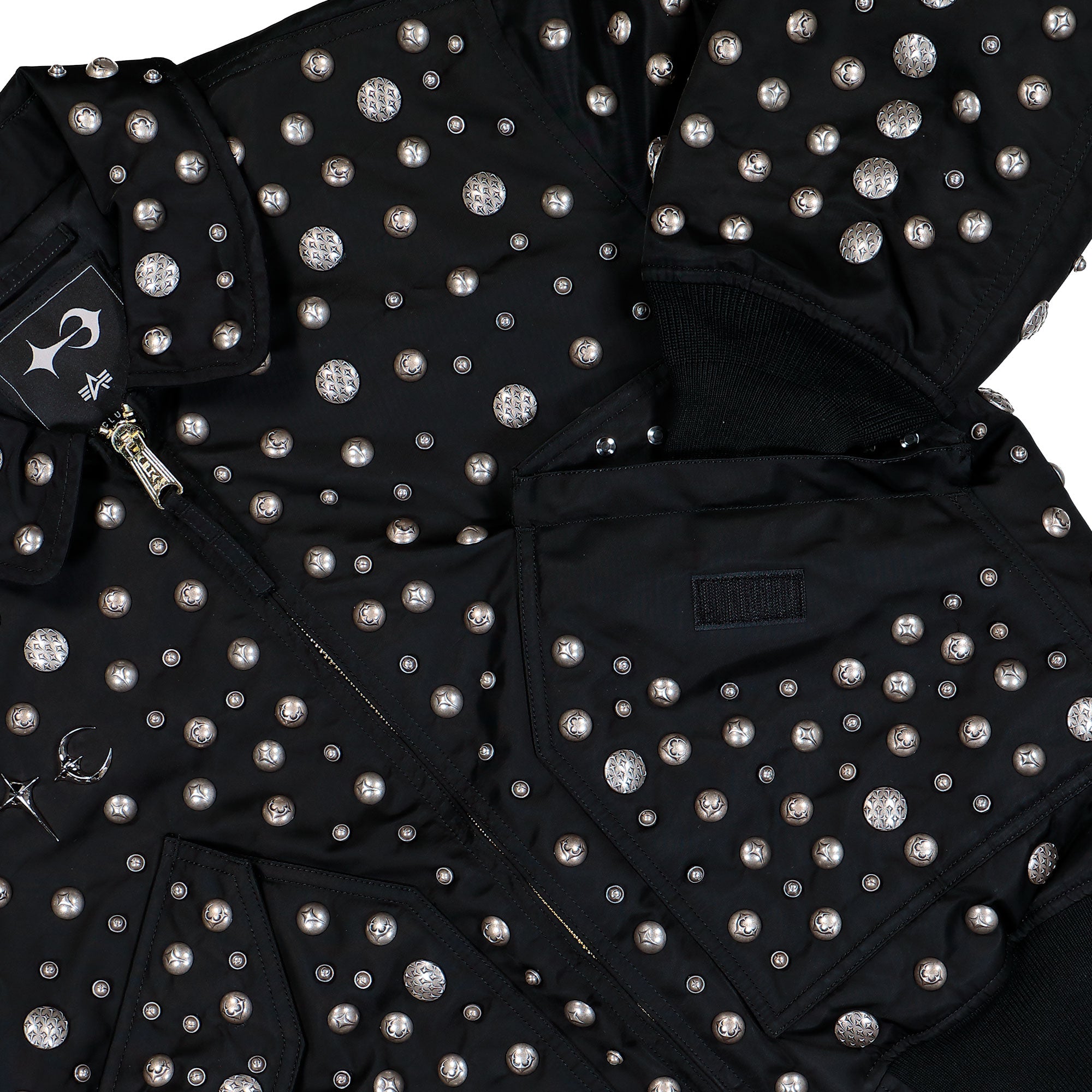 Thug Club x Alpha Industries CWU-45P All Over Rivet Edition Black Bomber & Varsity Jackets 258151-03 Detail View 1 | Overkill