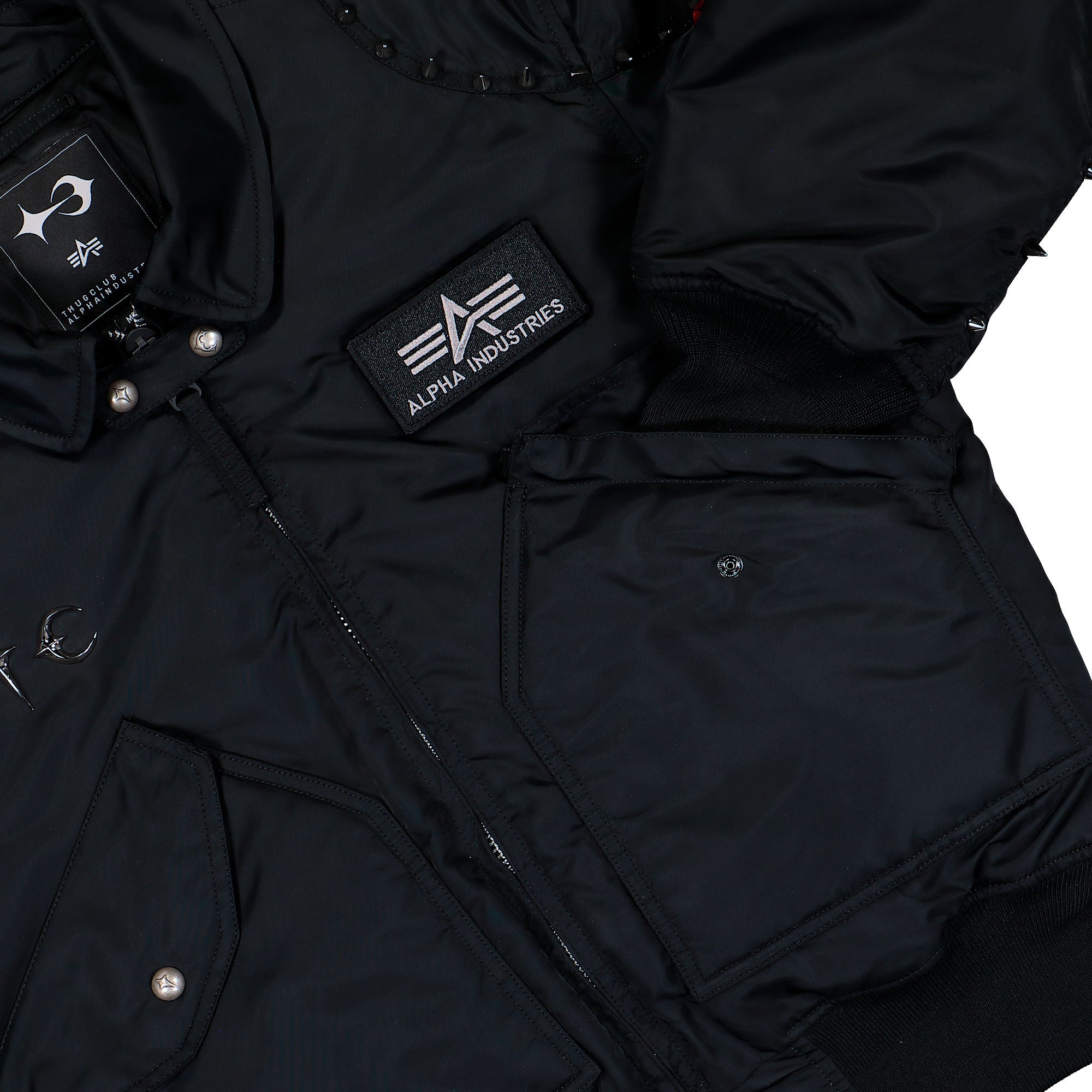 Thug Club x Alpha Industries CWU-45P Studio Edition Black Bomber & Varsity Jackets 258152-03 Detail View 2 | Overkill