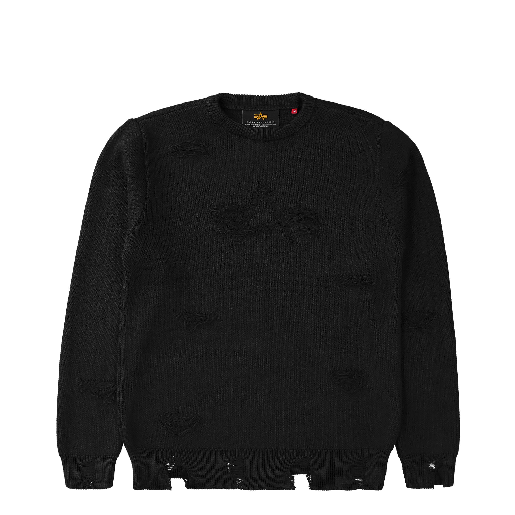 Alpha Industries Distressed Logo Sweatshirt Black Sweatshirt 258400-03 | Overkill