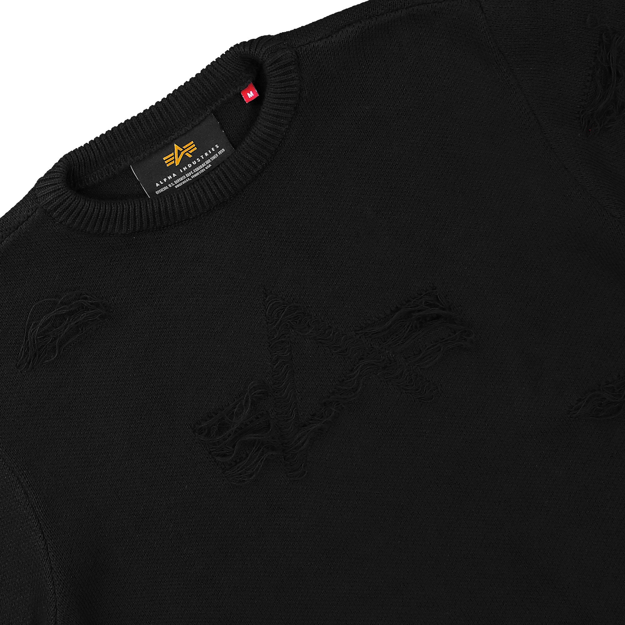 Alpha Industries Distressed Logo Sweatshirt Black Sweatshirt 258400-03 Detailfoto | Overkill