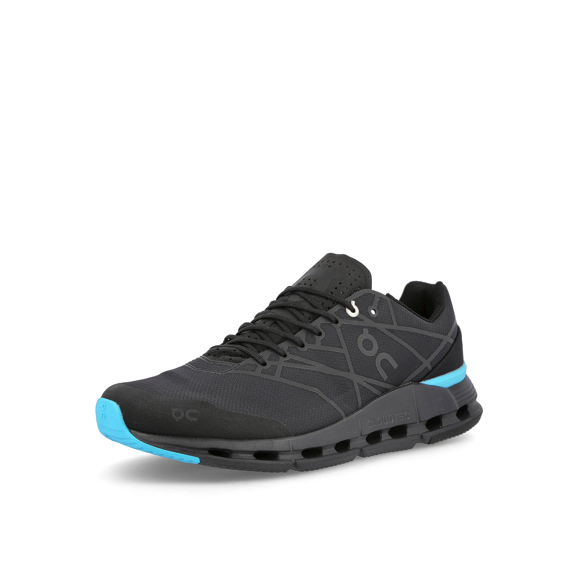 On wmns cloudnova z5 Black-Cyan Low Top Sneakers Close Up | Overkill