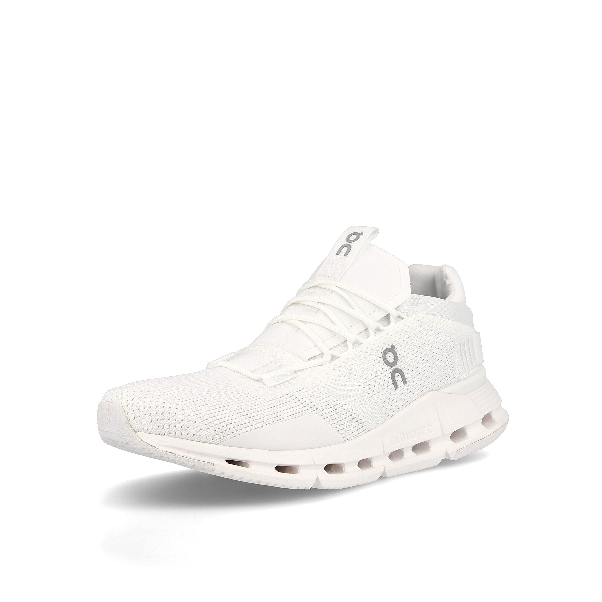 On wmns cloudnova All White Sneakers Close Up | Overkill