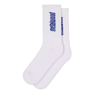Metalwood Studio Metal Logo Crew Socks White Socks 26SS-13-01-WHT | Overkill