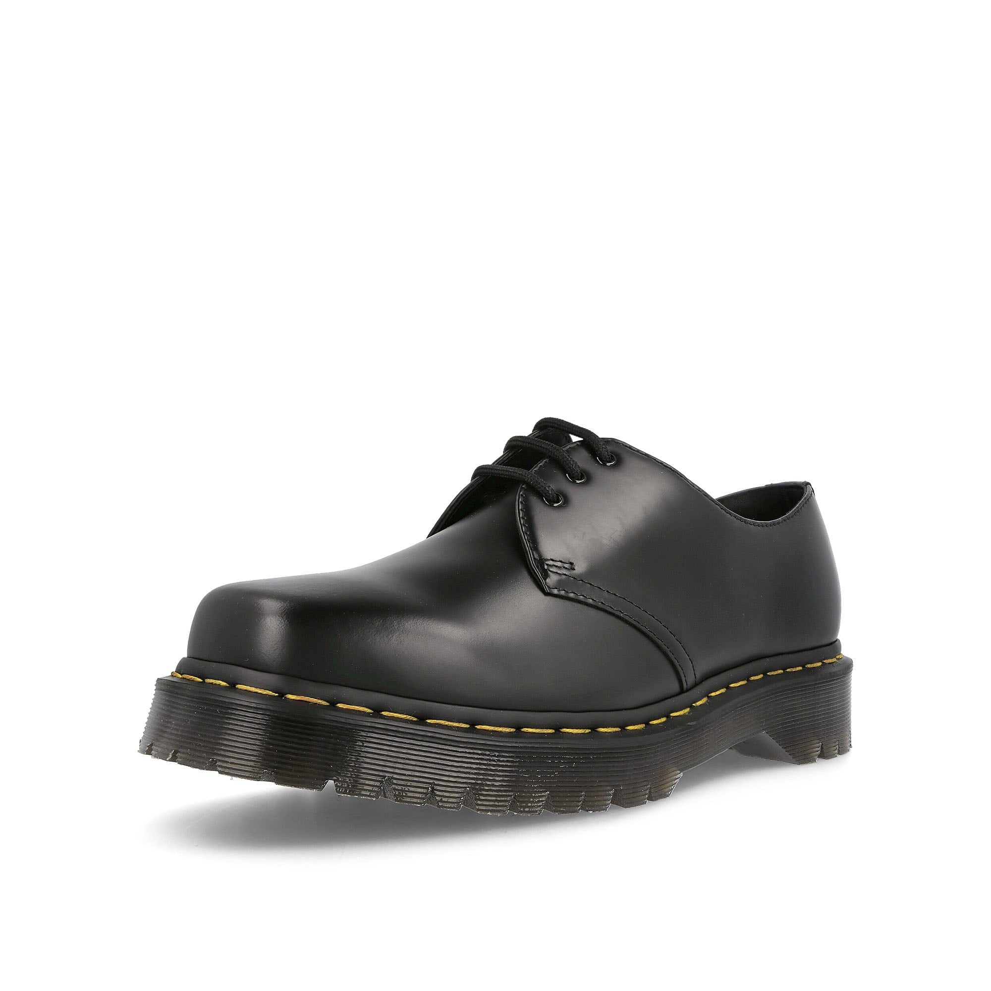 Dr. Martens 1461 Bex Squared Black Polished Smooth Loafers & Lace ups Close Up | Overkill