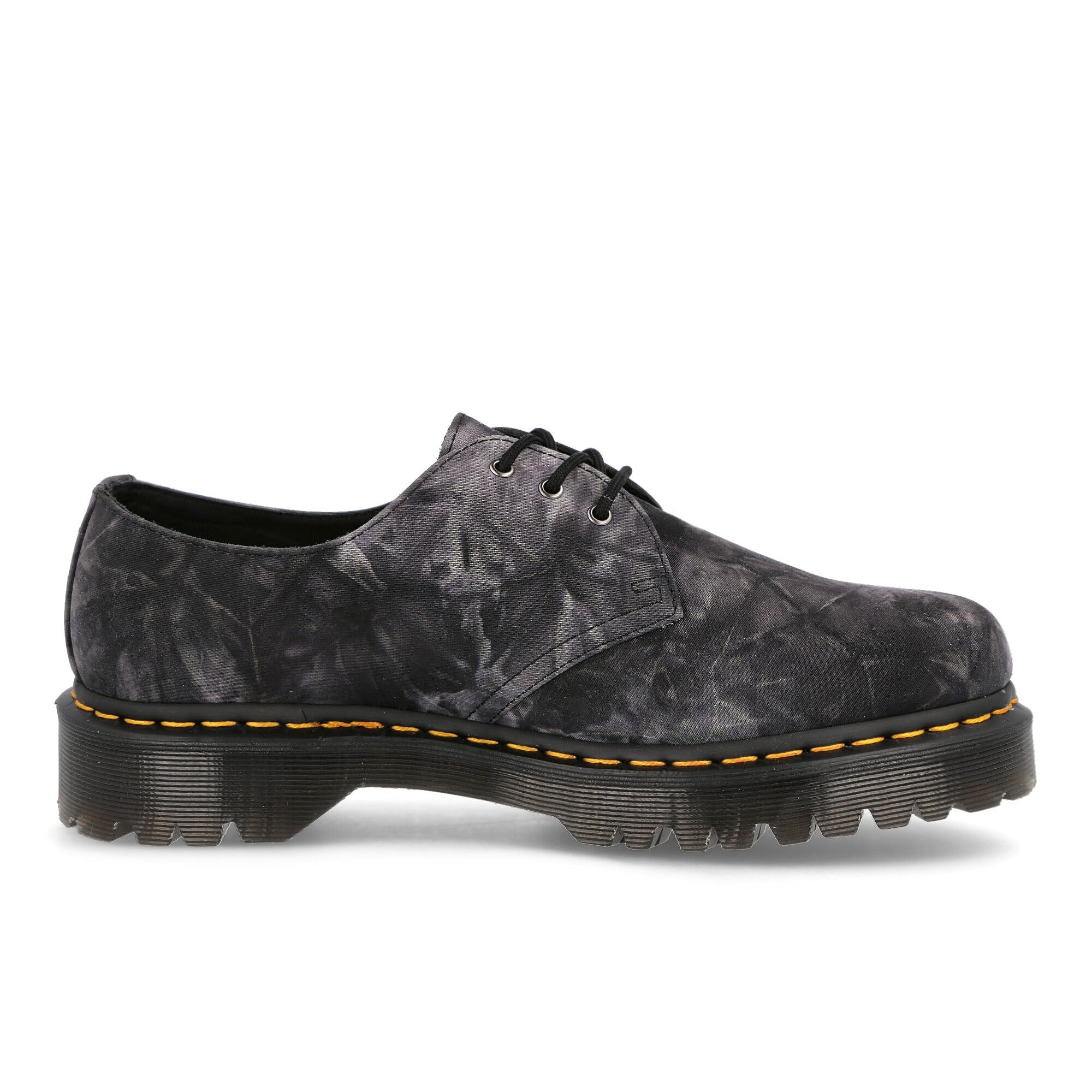 Dr. Martens Pleasures x Dr. Martens 1461 Bex Black / White Tie Dye Loafers & Lace ups Silhouette | Overkill