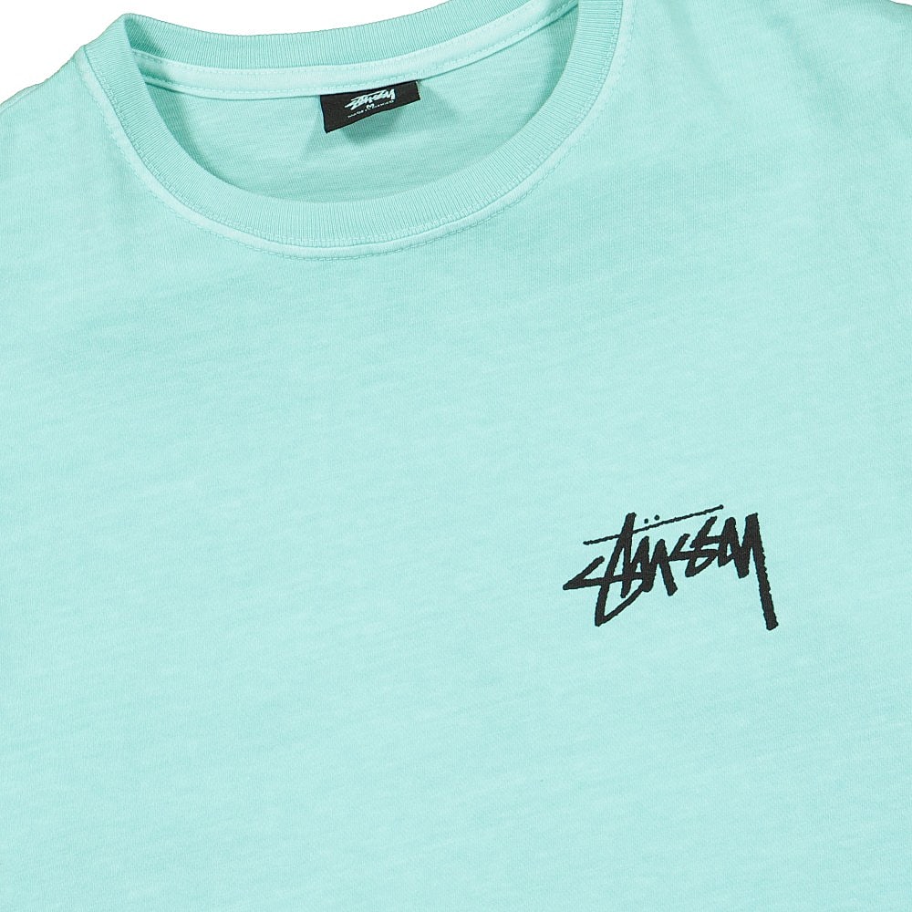 Stussy Peace & Love Pigment Dyed Tee Aqua T-Shirts Close-up | Overkill