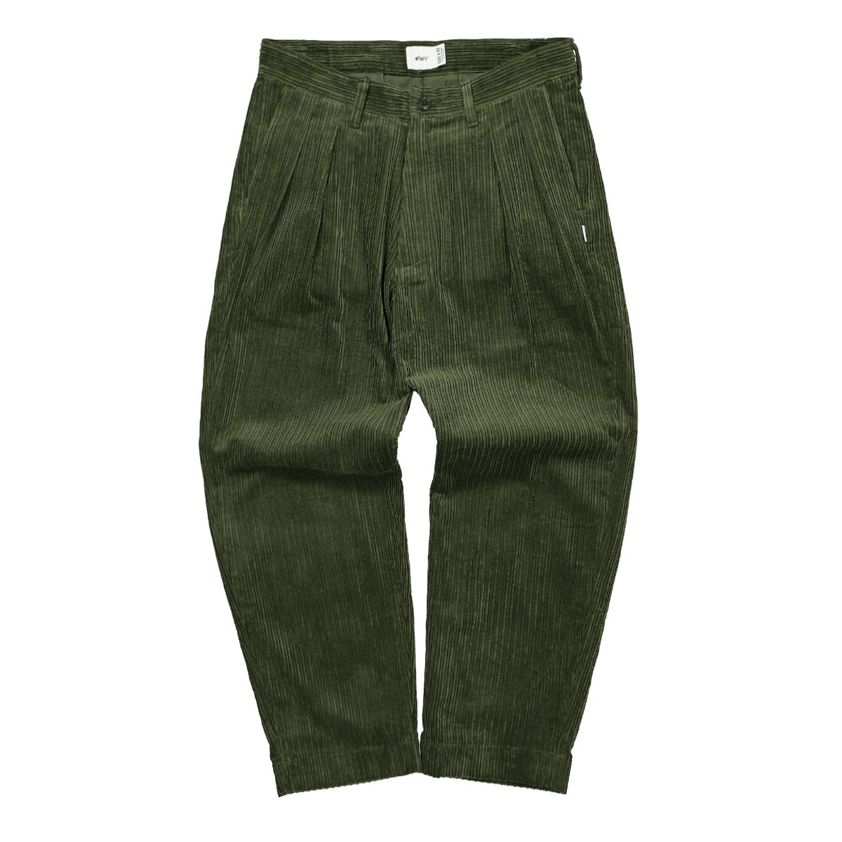 WTAPS Tuck 02 Corduroy Trousers Olive Drab Casual Pants 212TQDT-PTM02 | Overkill