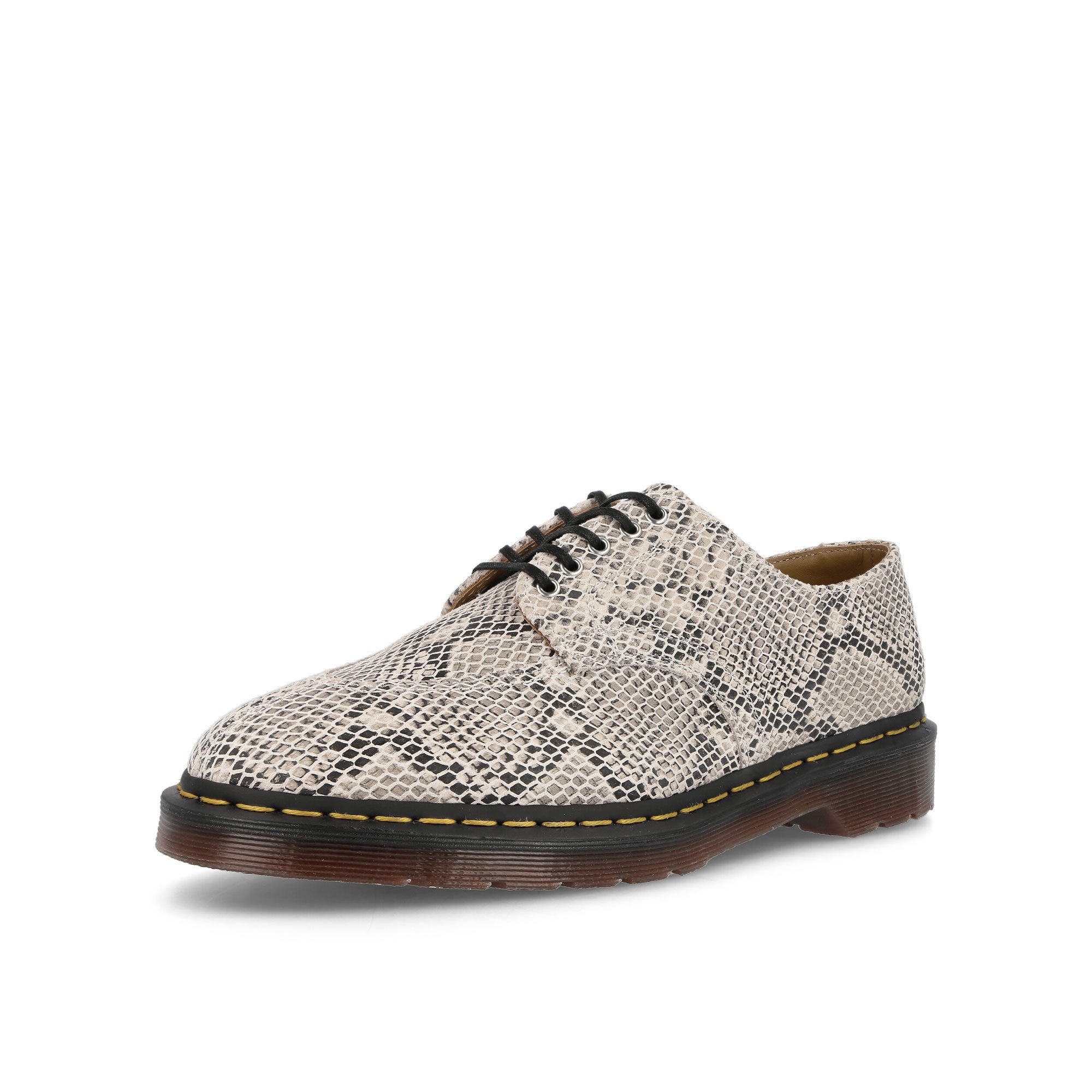Dr. Martens 2046 Sand / Black Python Loafers & Lace ups Close Up | Overkill