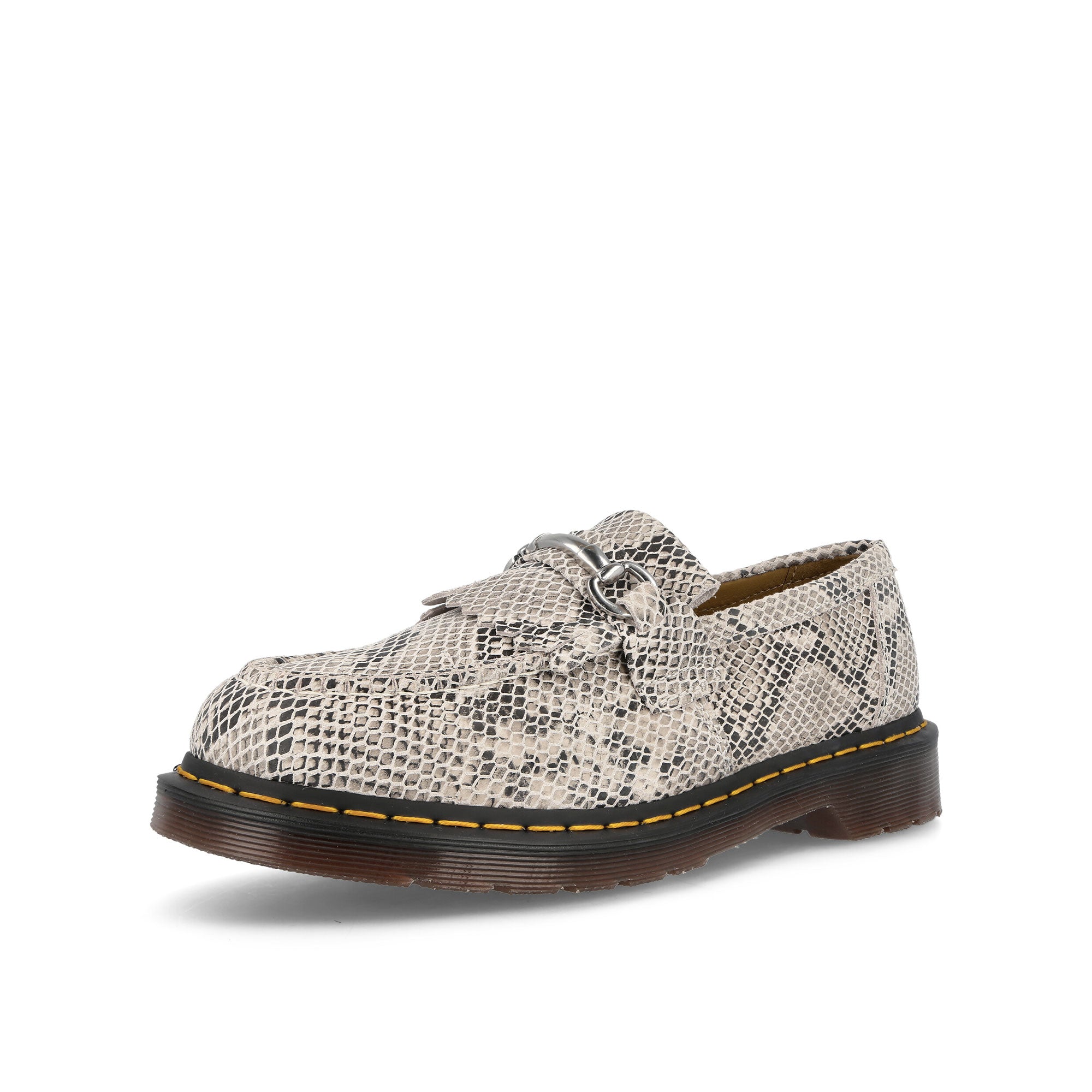 Dr. Martens Adrian Snaffle Sand / Black Python Loafers & Lace ups Close Up | Overkill