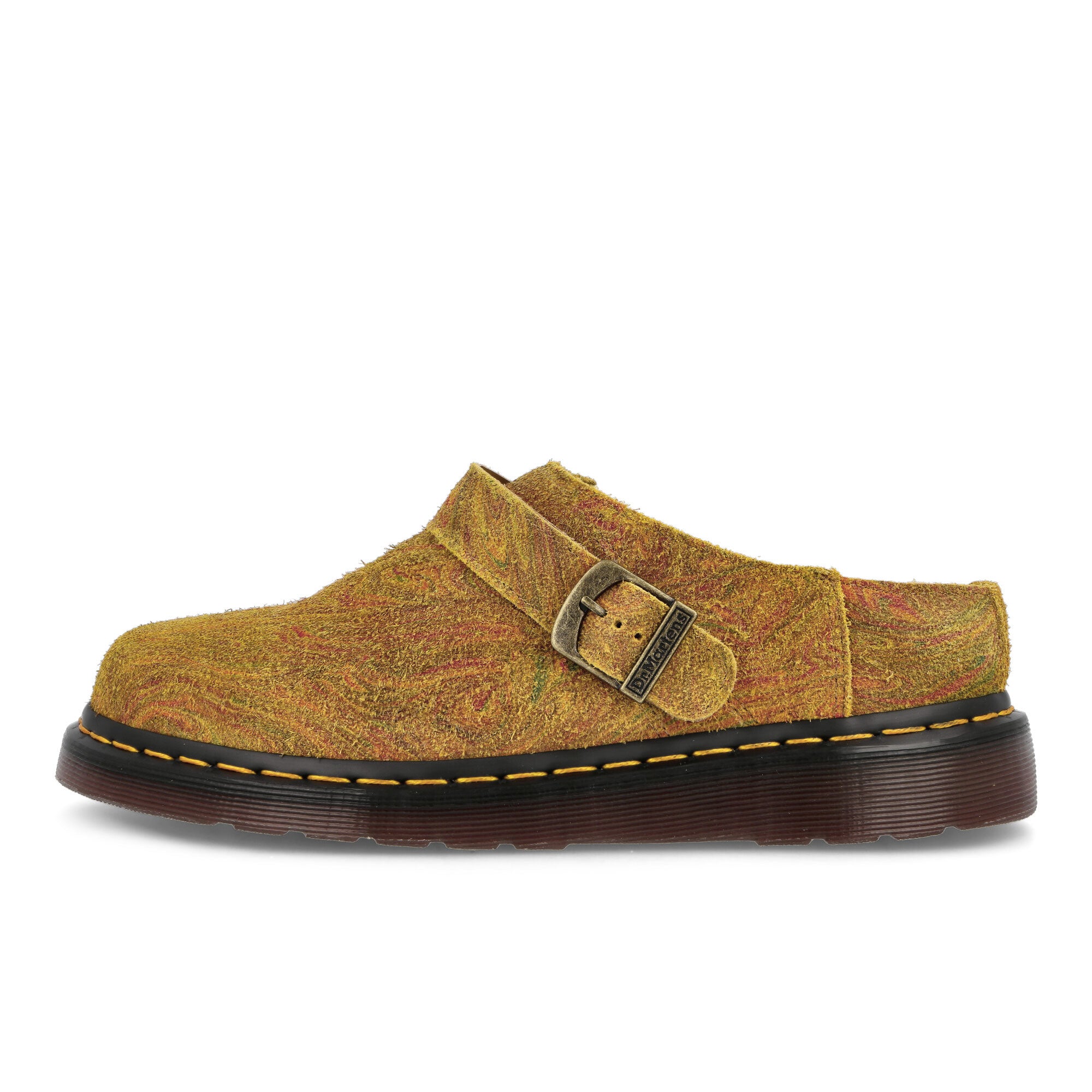 Dr. Martens Isham Marbled Slingback Mules Brown-Mustard Marbled Hairy Suede Slides, Sandals & Slippers 30628295 | Overkill