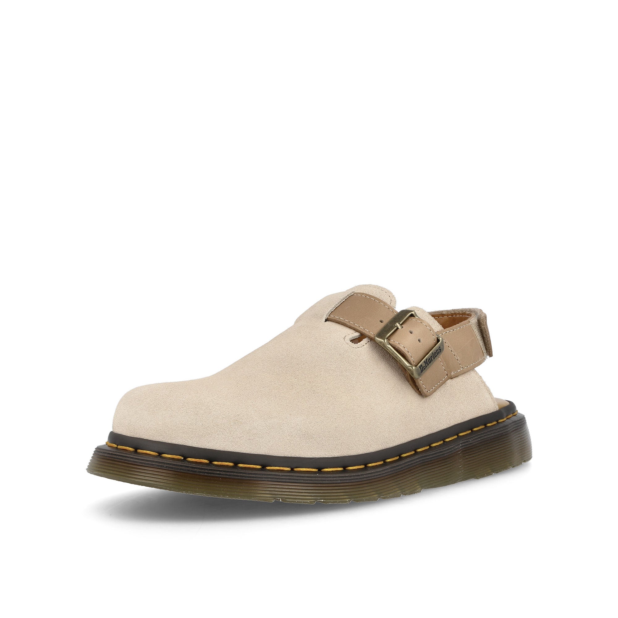 Dr. Martens Jorge II Slingback Parchmant Beige-Beige-E.H. Suede Carrara Slides, Sandals & Slippers Close Up | Overkill