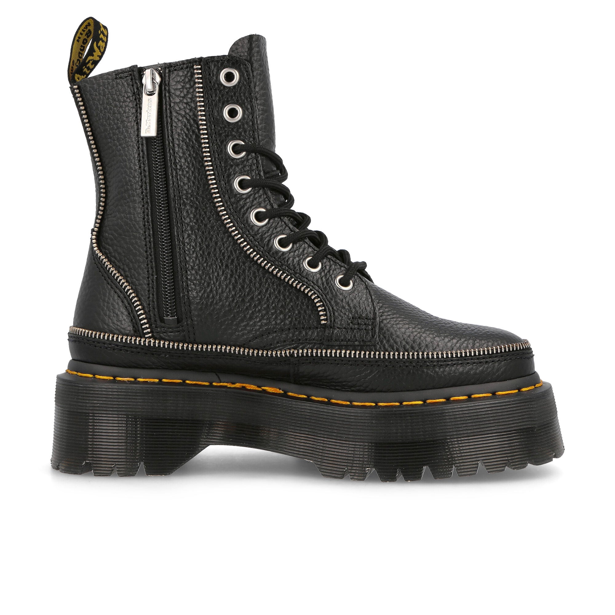Dr. Martens Jadon Zip Black Milled Nappa Boots Silhouette | Overkill