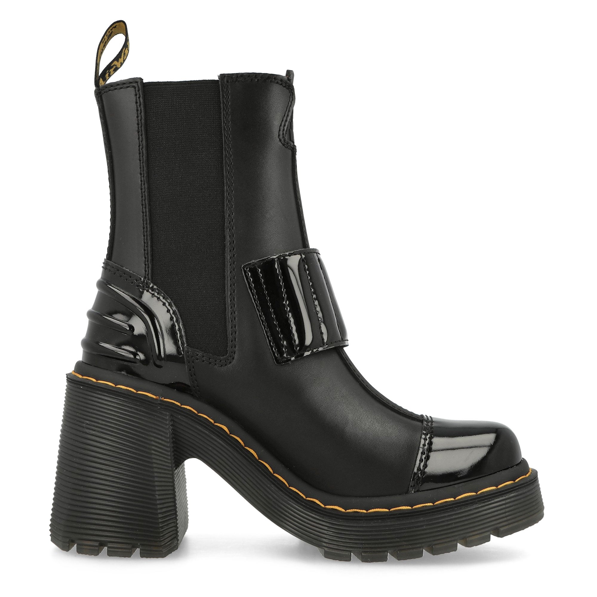 Dr. Martens Gaya Chelsea Boot Black Sendal + Soft Patent PU Boots Silhouette | Overkill