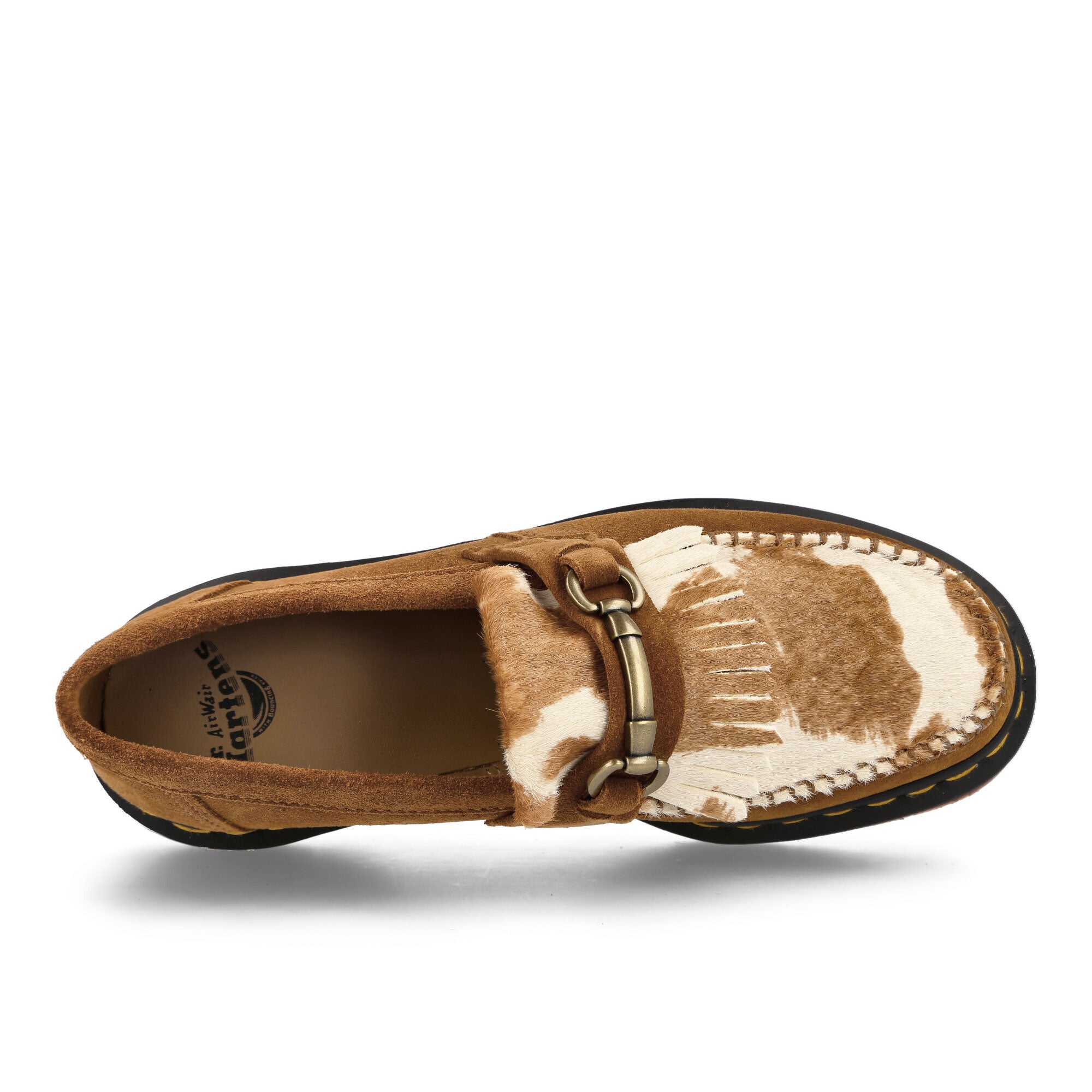 Dr. Martens Adrian Snaffle Pecan Brown + Jersey Cow Print Repello Calf Suede + Hair On Loafers & Lace ups Detailfoto | Overkill