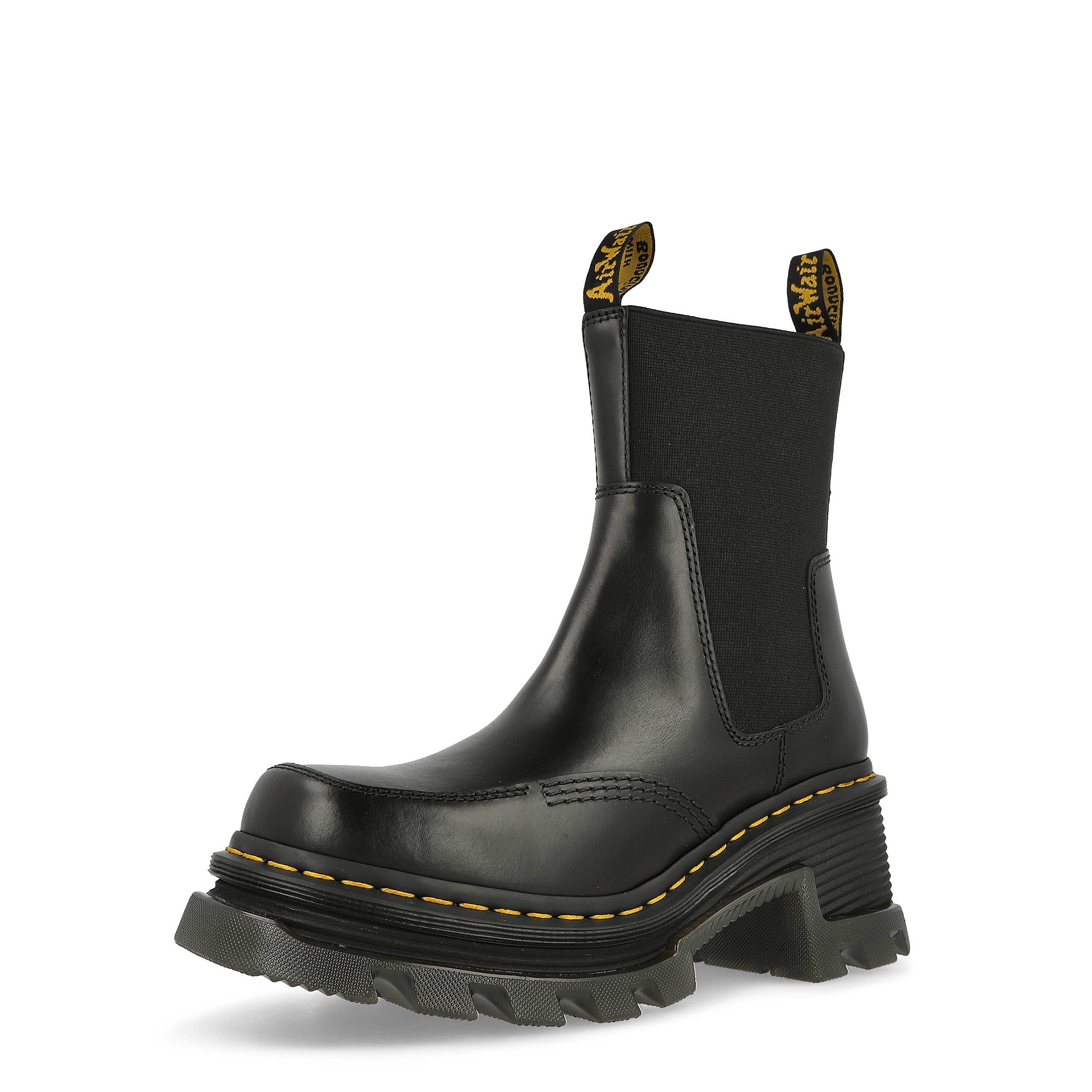 Dr. Martens Corran Chelsea Heeled Boots Black Atlas Boots Close Up | Overkill