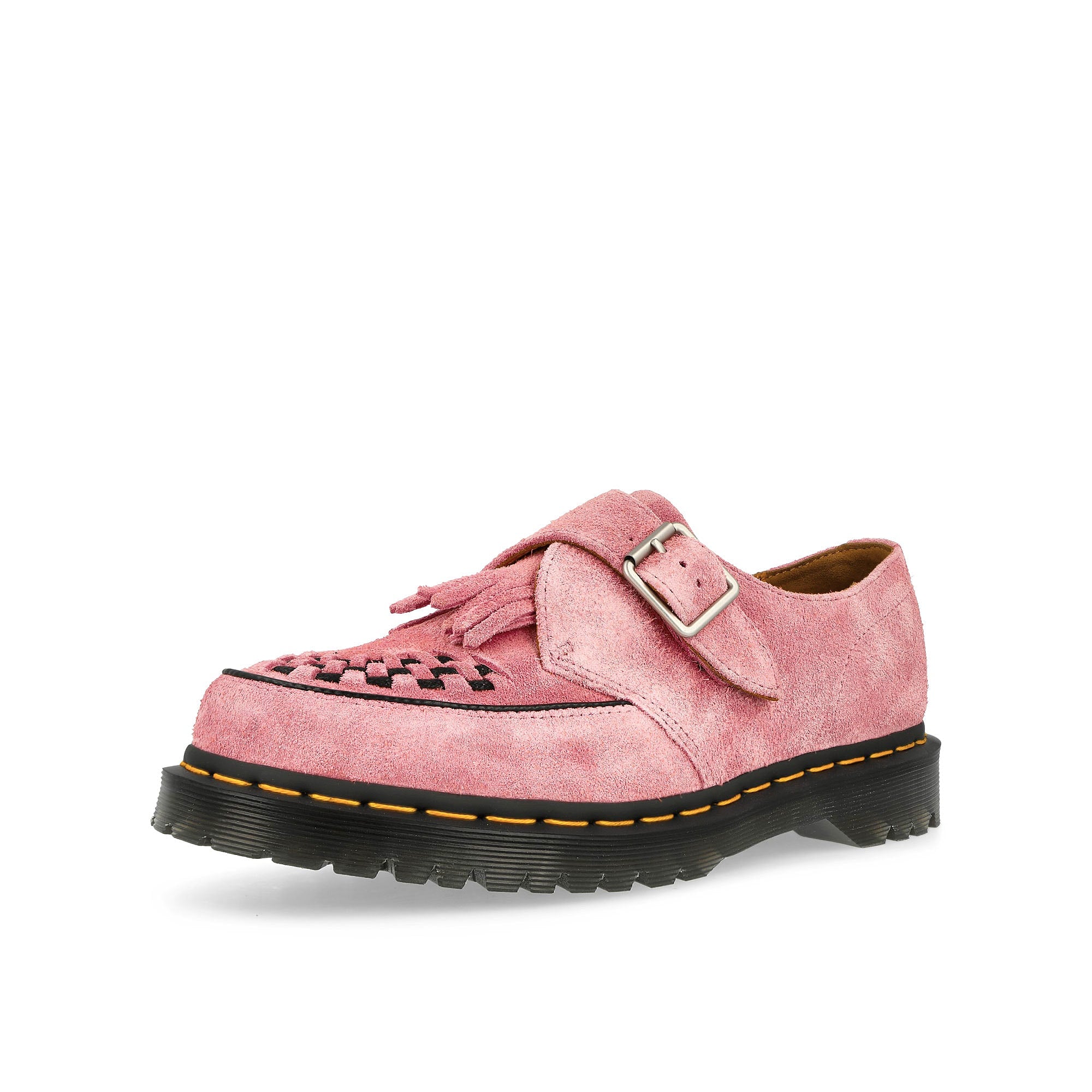 Dr. Martens Ramsey Monk KLT Creeper Fondant Pink Desert Oasis Suede Loafers & Lace ups Close Up | Overkill