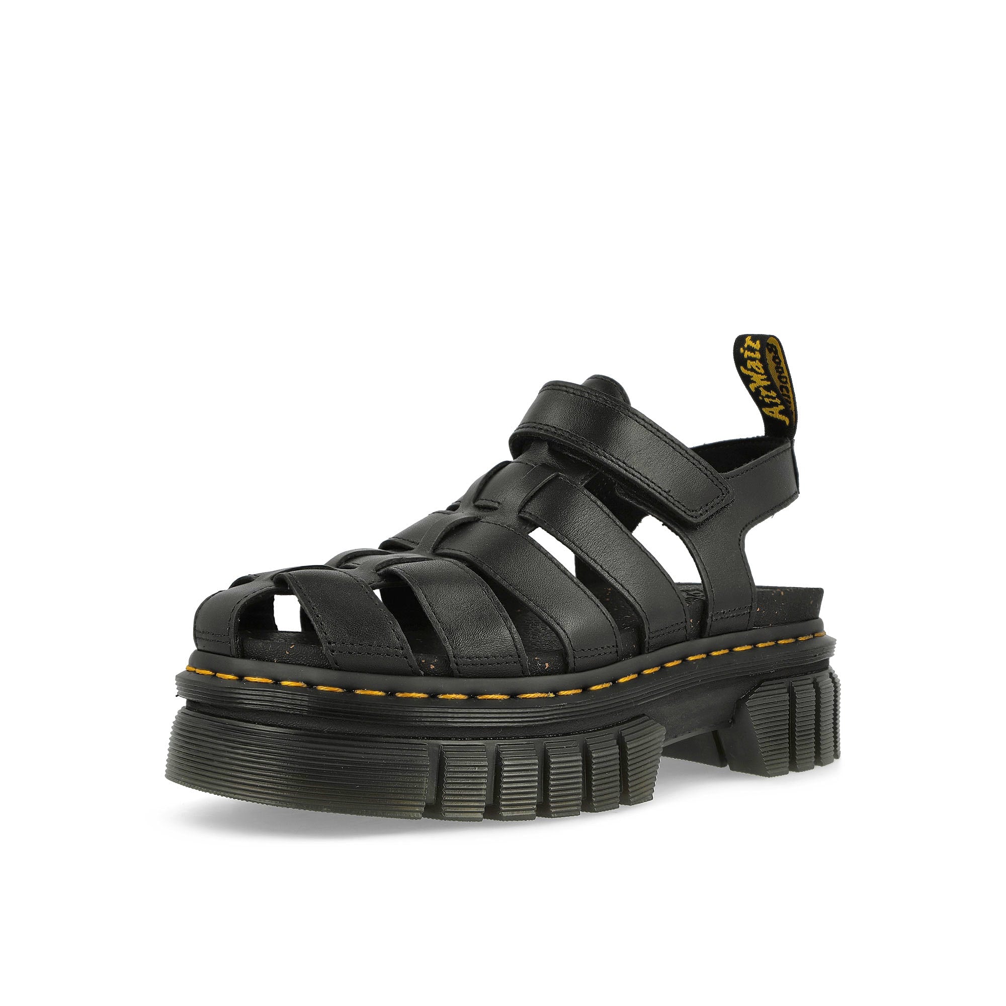 Dr. Martens Ricki Fisherman Sandals Black Nappa Lux Slides, Sandals & Slippers Close Up | Overkill