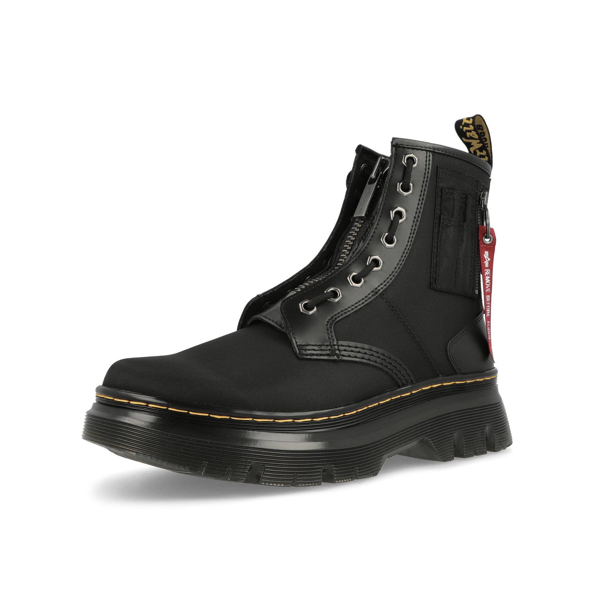 Dr. Martens Alpha Industries x Dr. Martens Tarik Black Boots Close Up | Overkill