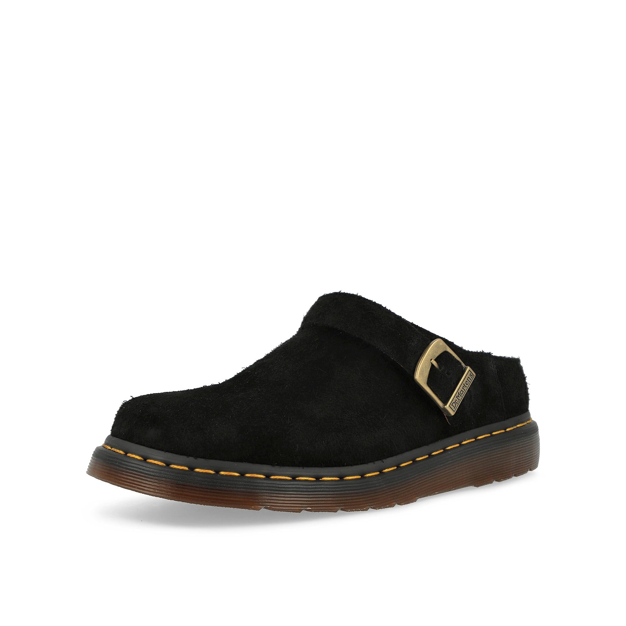 Dr. Martens Isham Mules Black Desert Oasis Suede Slides, Sandals & Slippers Close Up | Overkill
