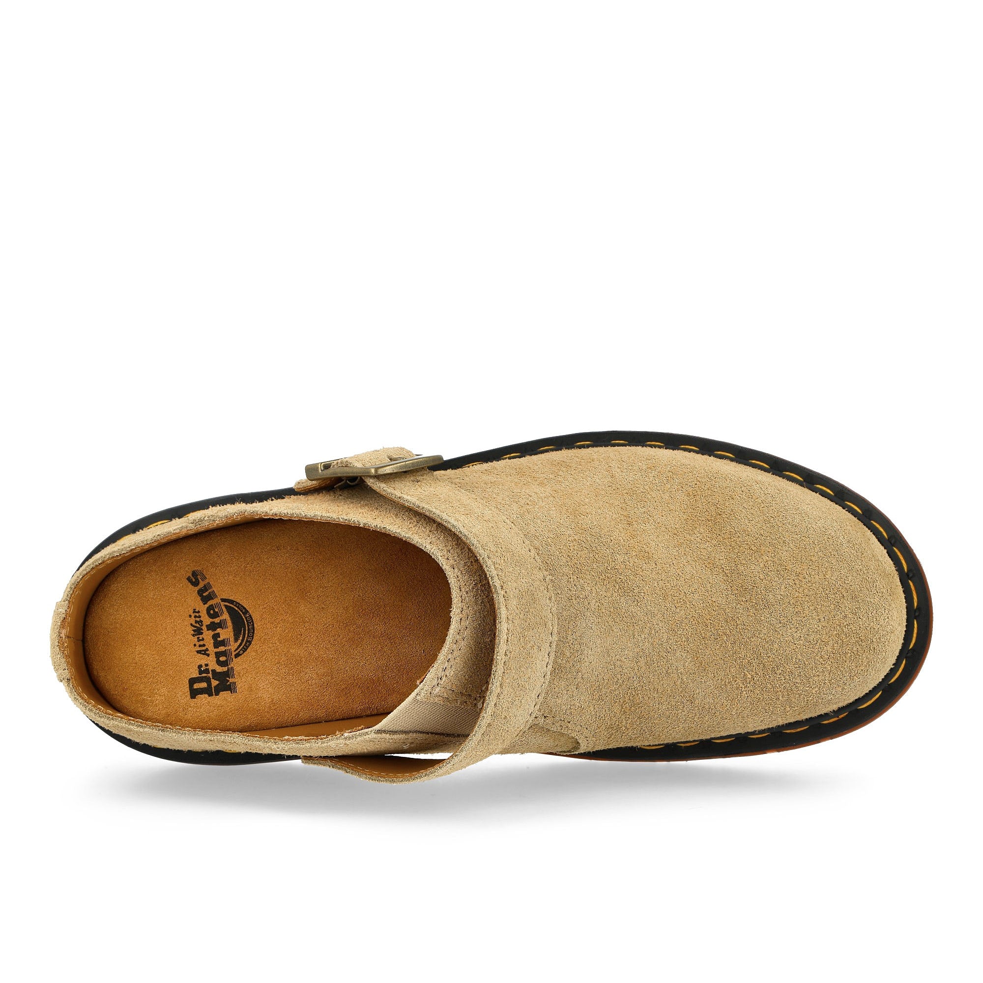 Dr. Martens Isham Mules Parchment Beige Desert Oasis Suede Slides, Sandals & Slippers Detail View 1 | Overkill