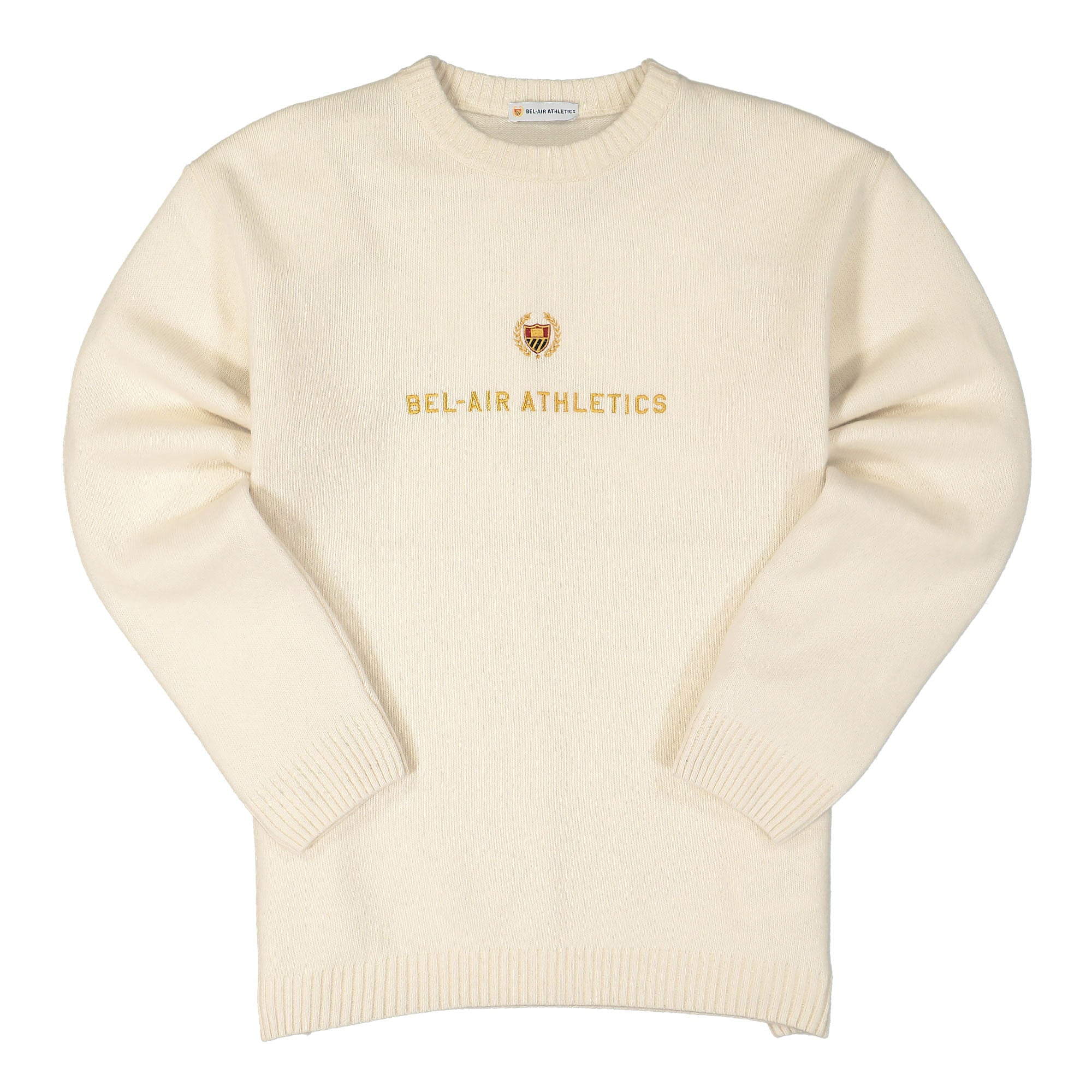 Bel-Air Athletics Academy Knit Embroidered Logo Sweater Notebook White Sweatshirts 31BELM602 | Overkill