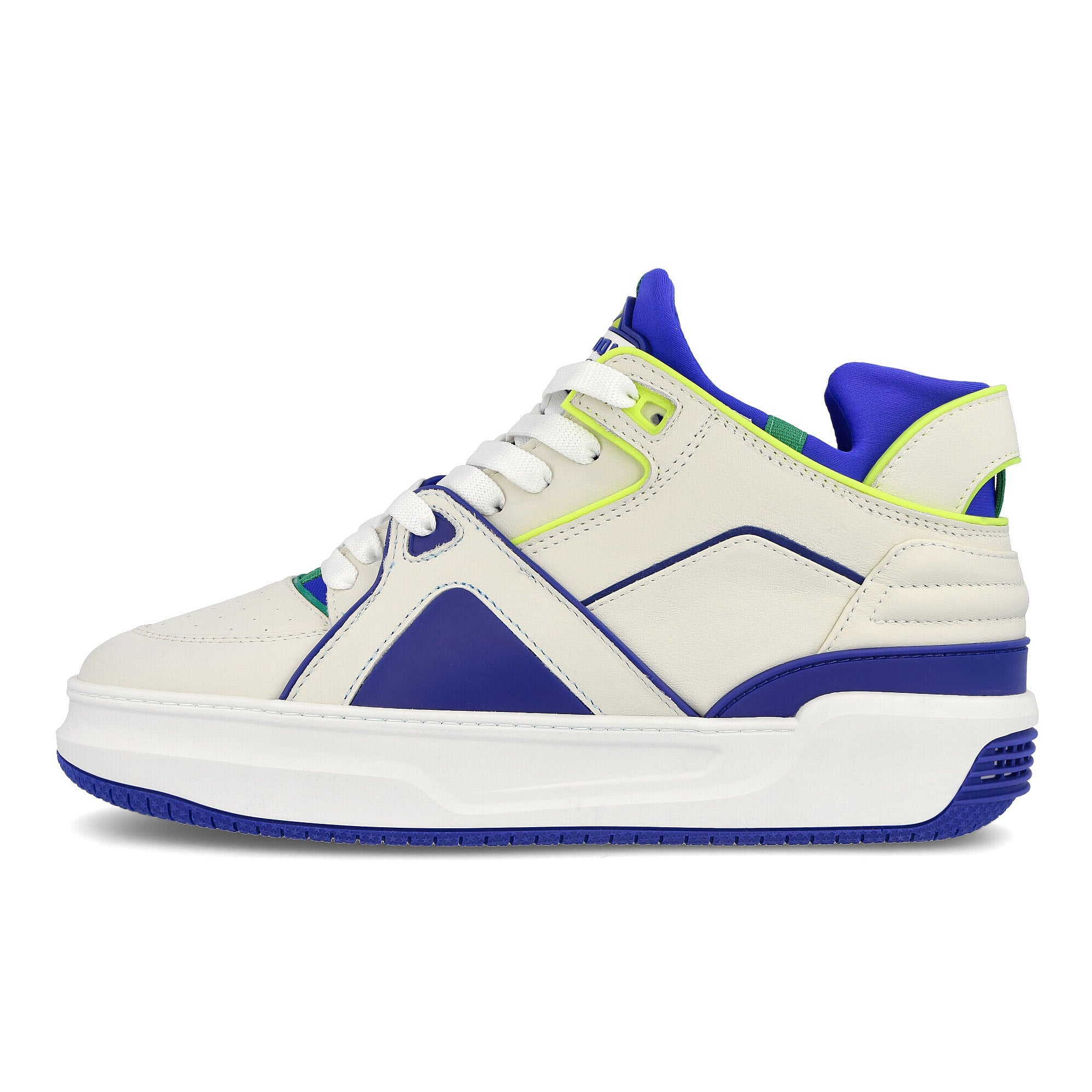 Just Don tennis courtside mid White-Blue-Neon Sneakers 31JUSQ02 218550 | Overkill